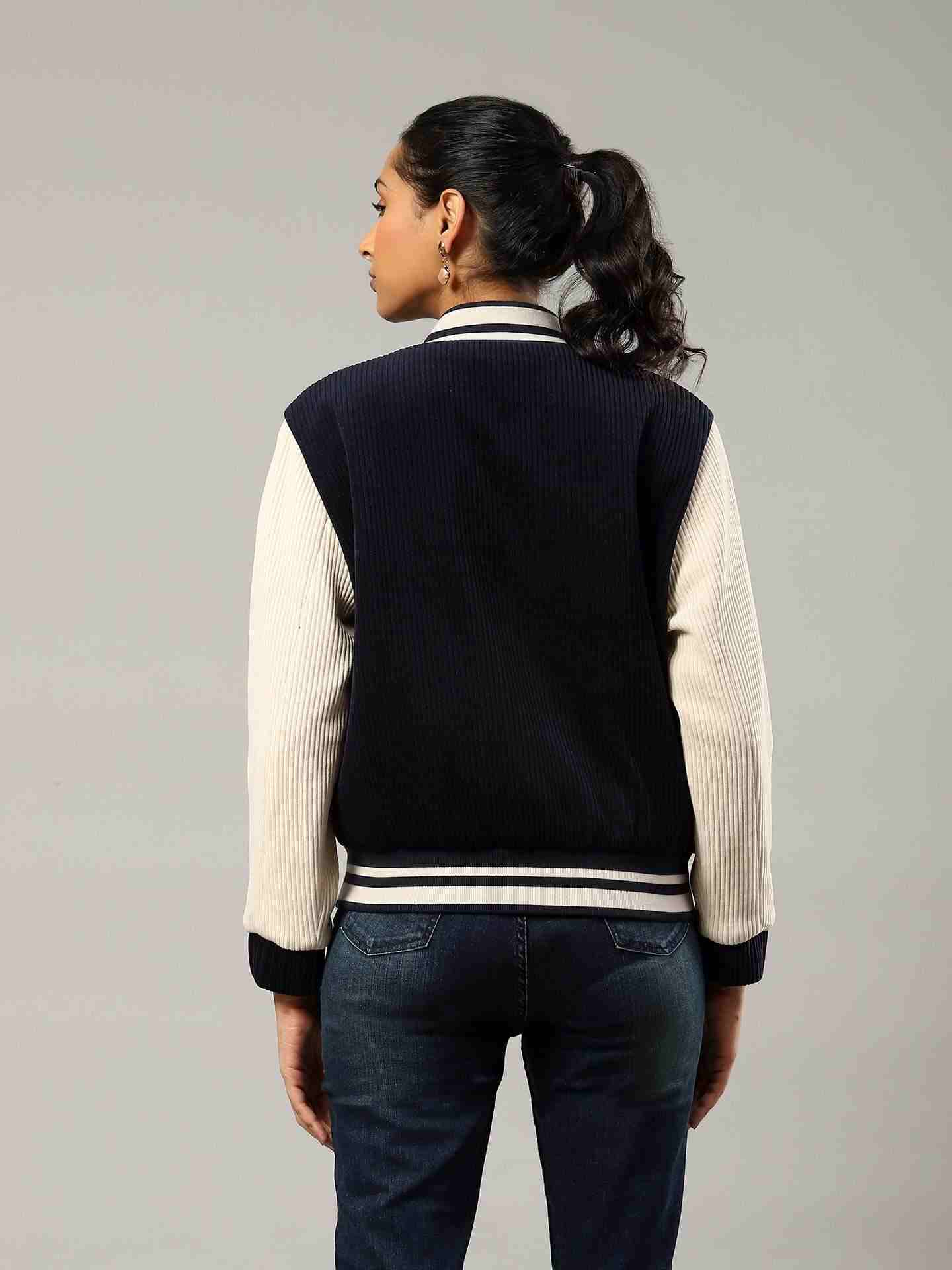 Navy Flavia Bomber Jacket