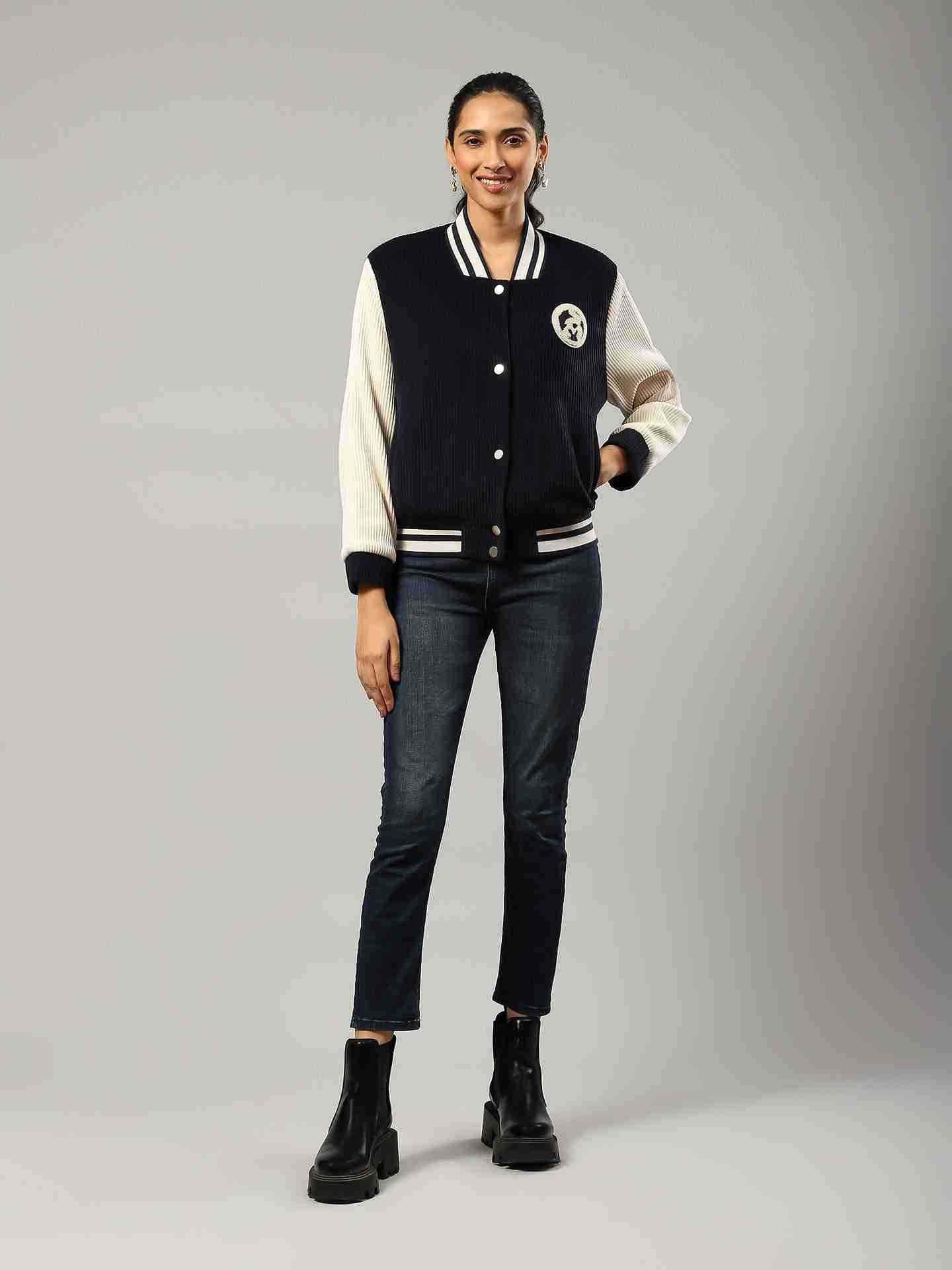 Navy Flavia Bomber Jacket