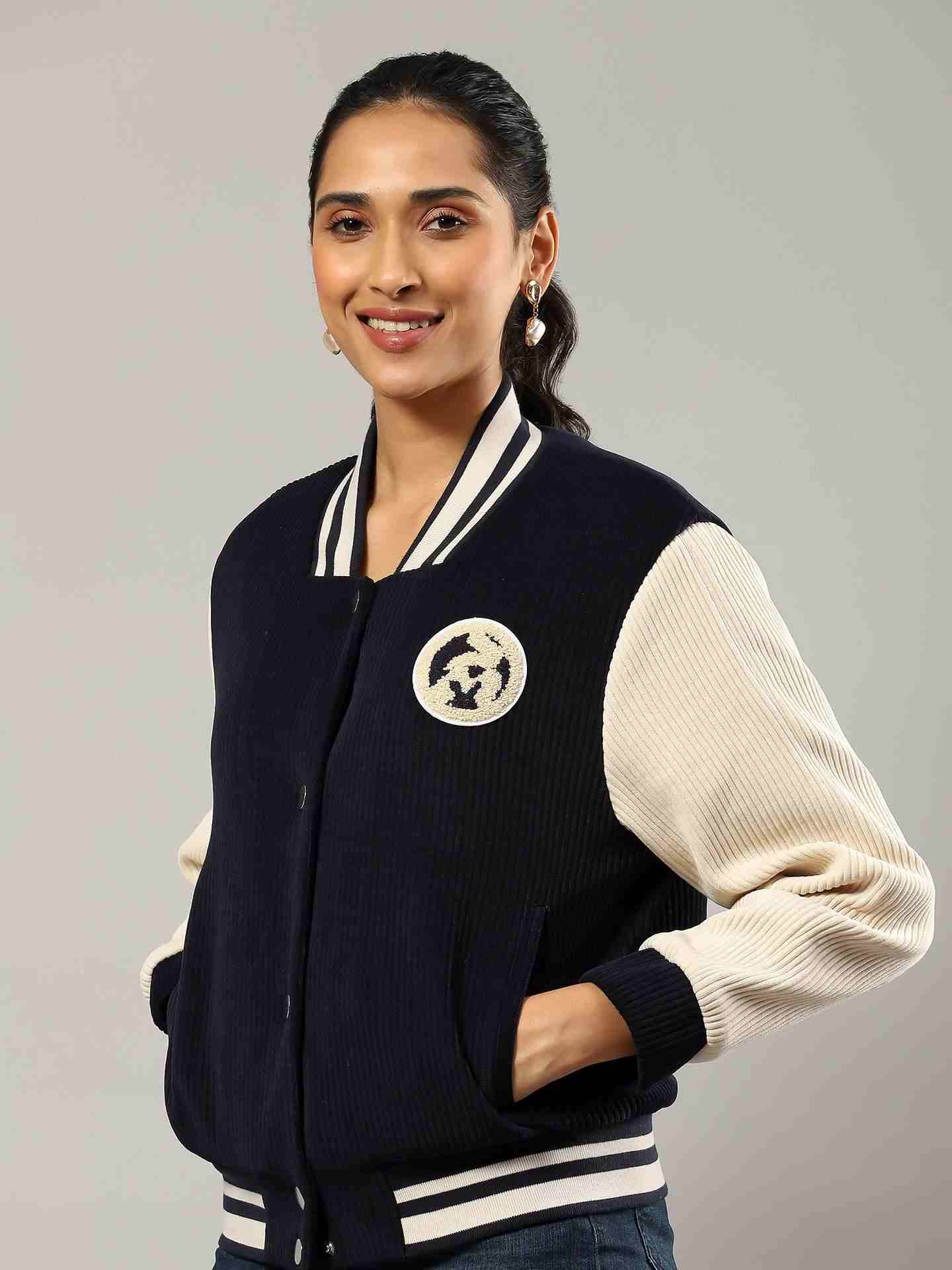 Navy Flavia Bomber Jacket
