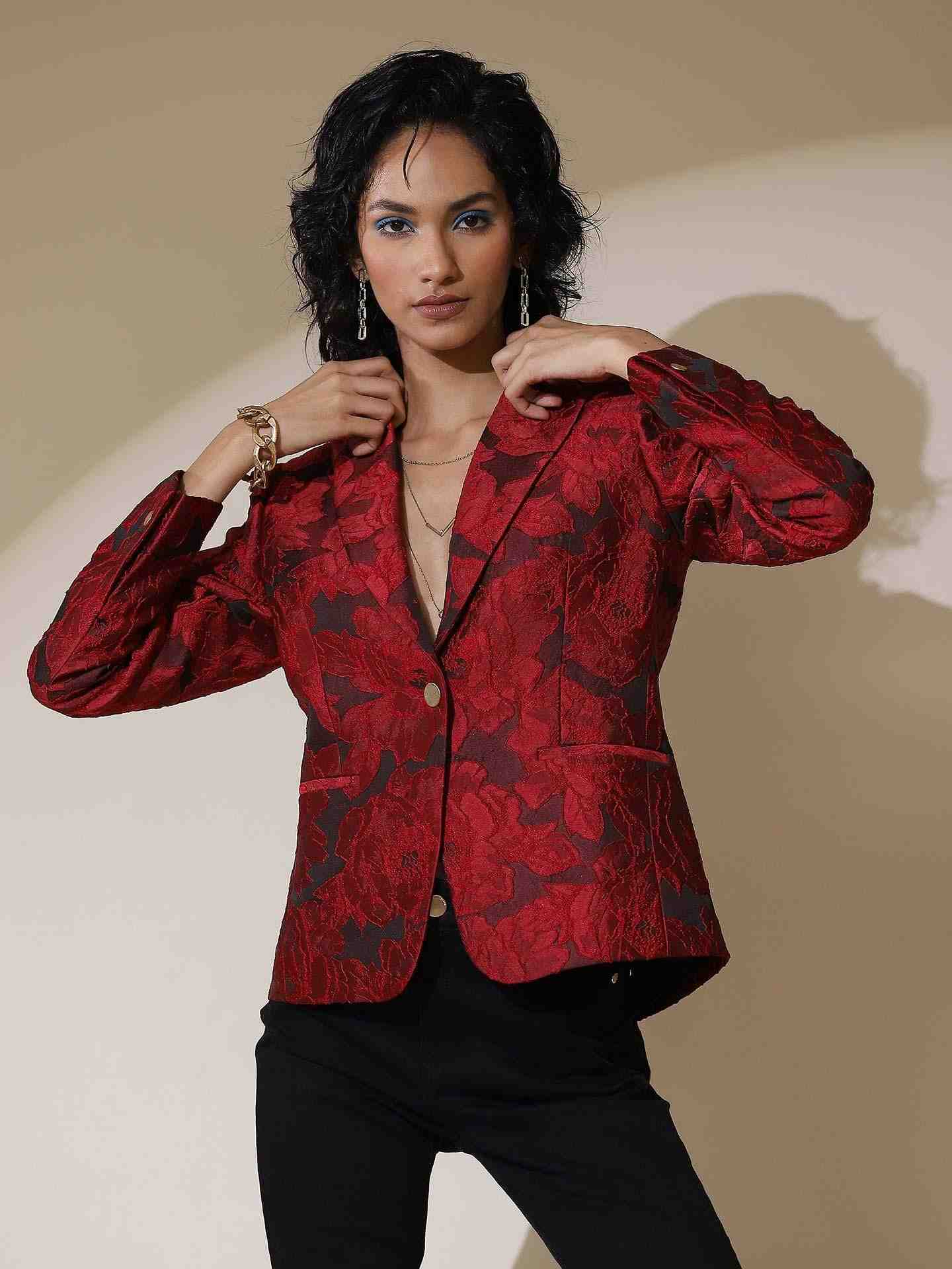 Red Lara Structured Jacket