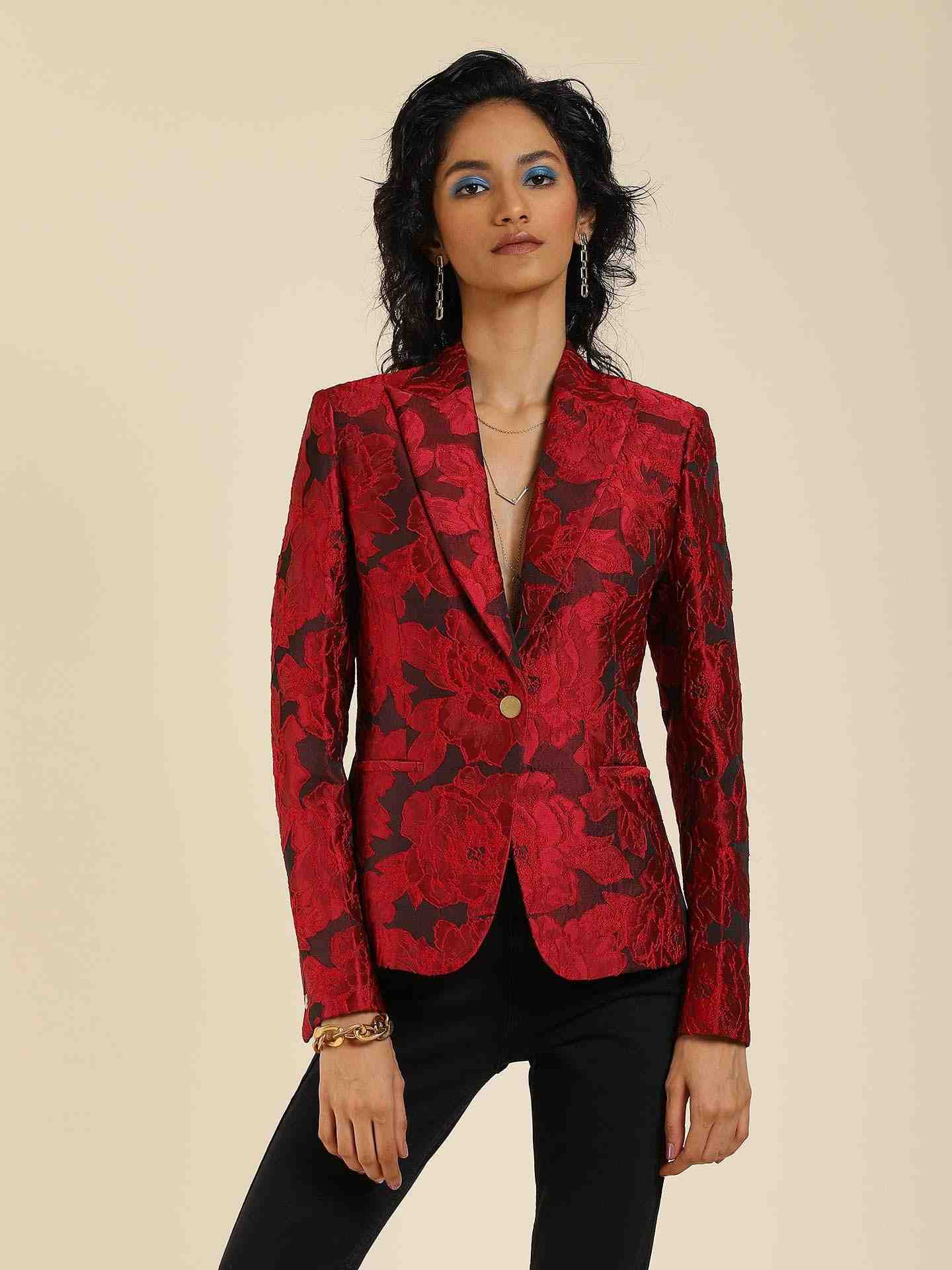 Red Lara Structured Jacket
