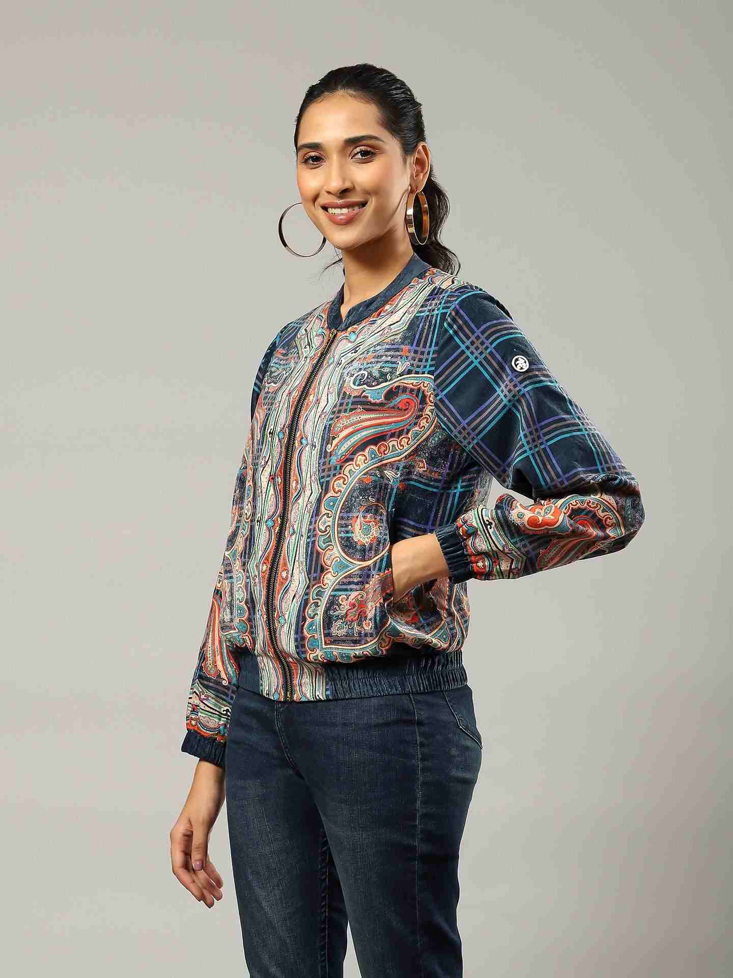 Blue Perla Bomber Jacket