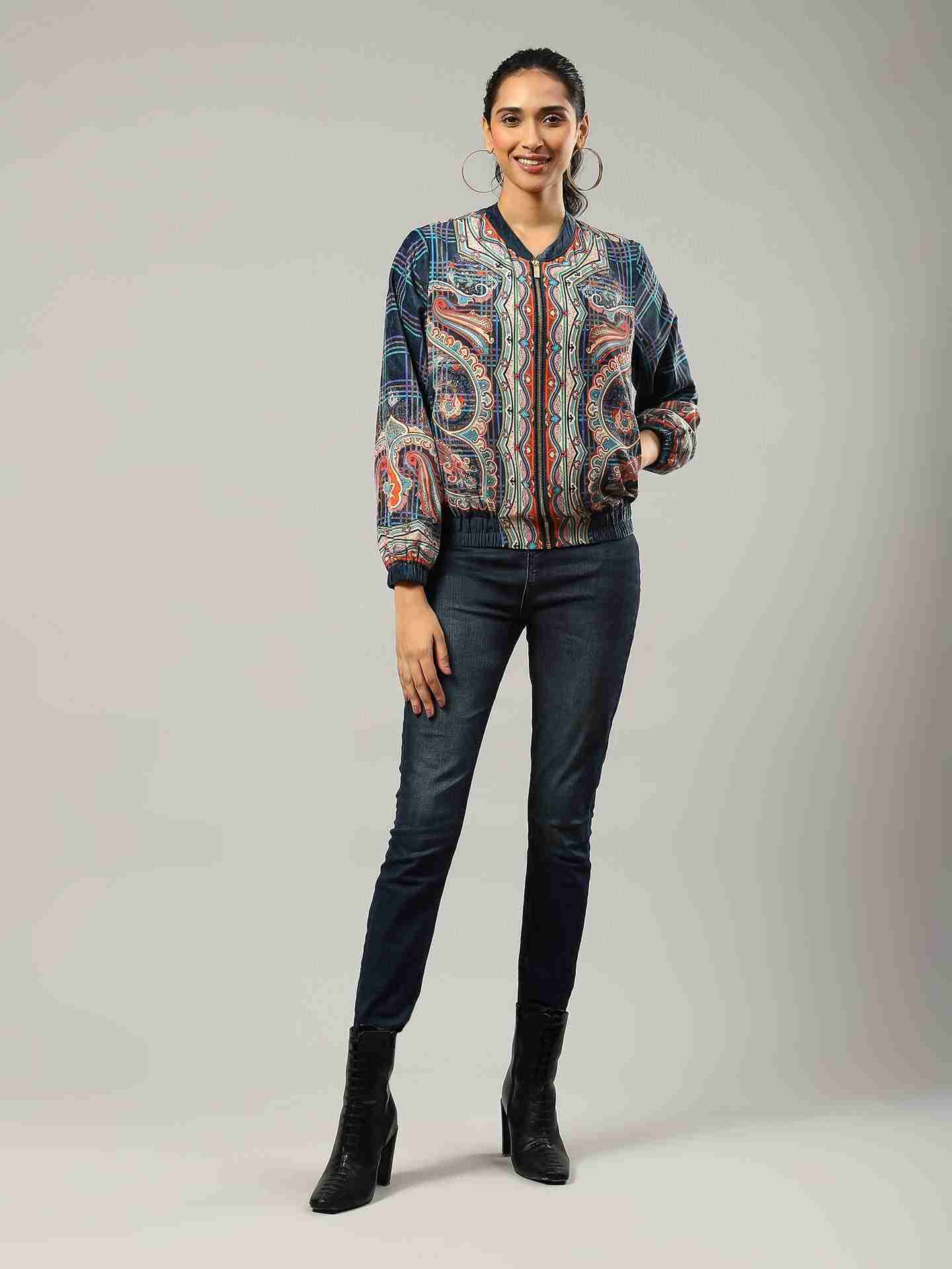 Blue Perla Bomber Jacket