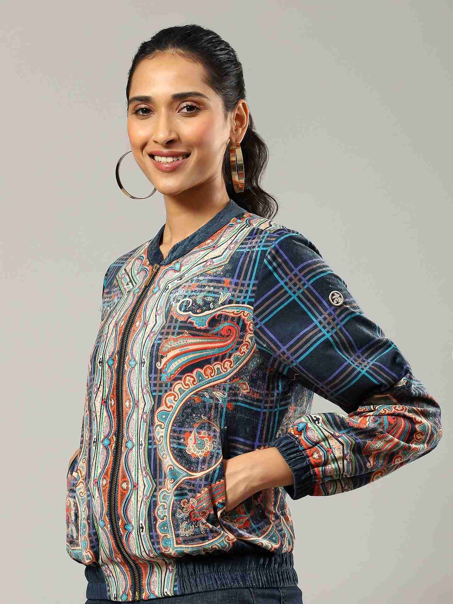 Blue Perla Bomber Jacket