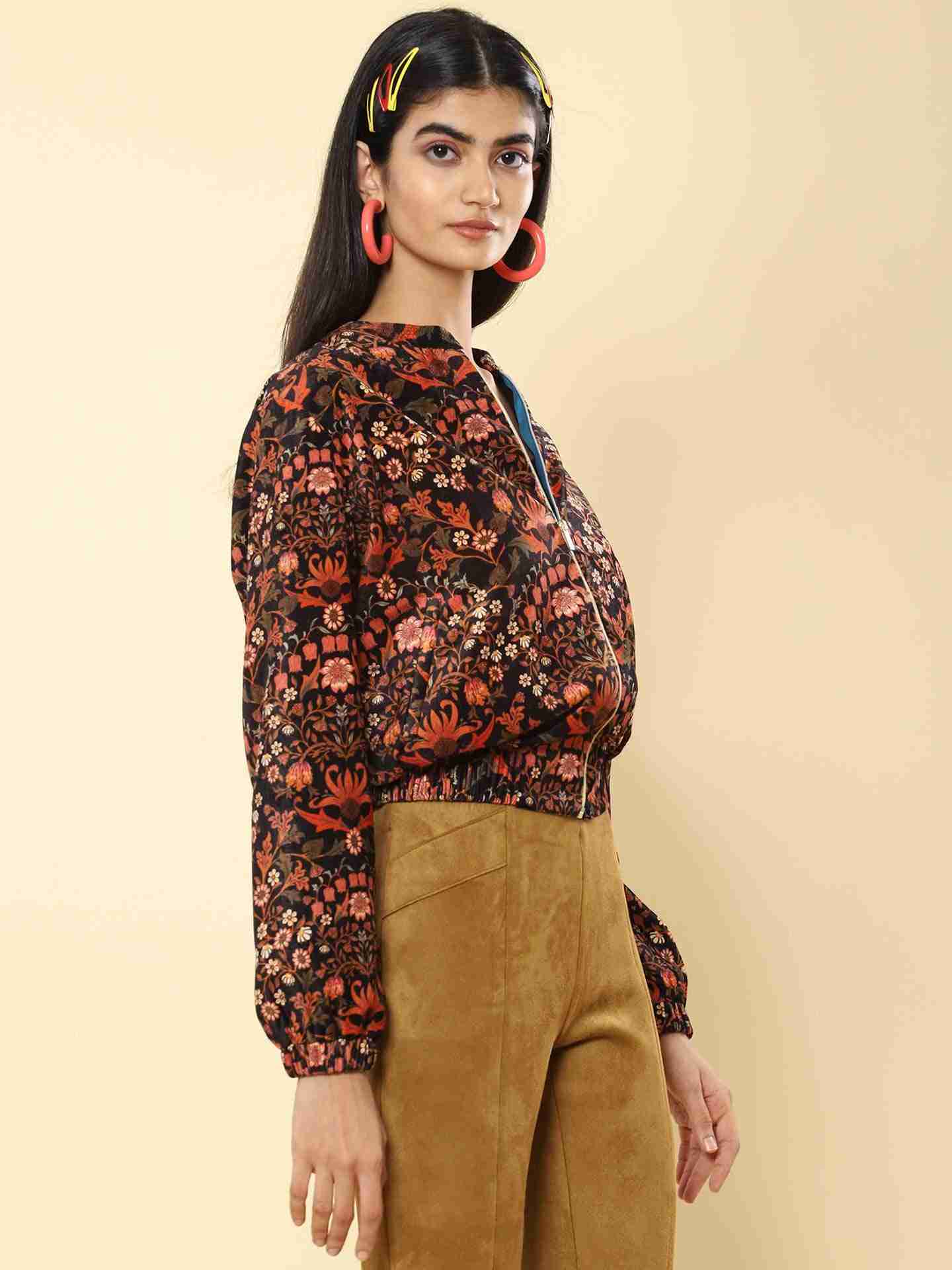 Black & Rust Mia Allover Bomber Jacket