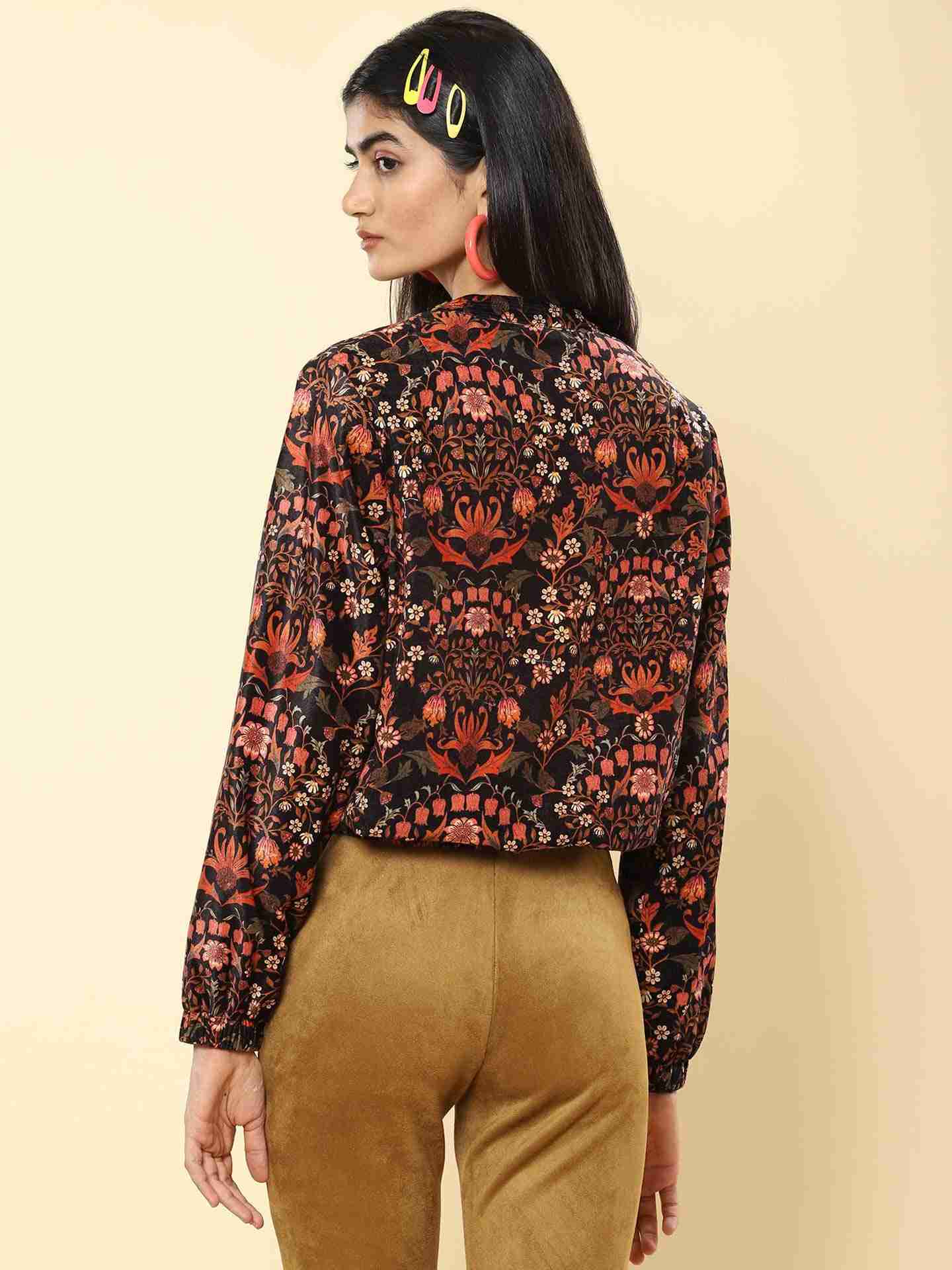 Black & Rust Mia Allover Bomber Jacket