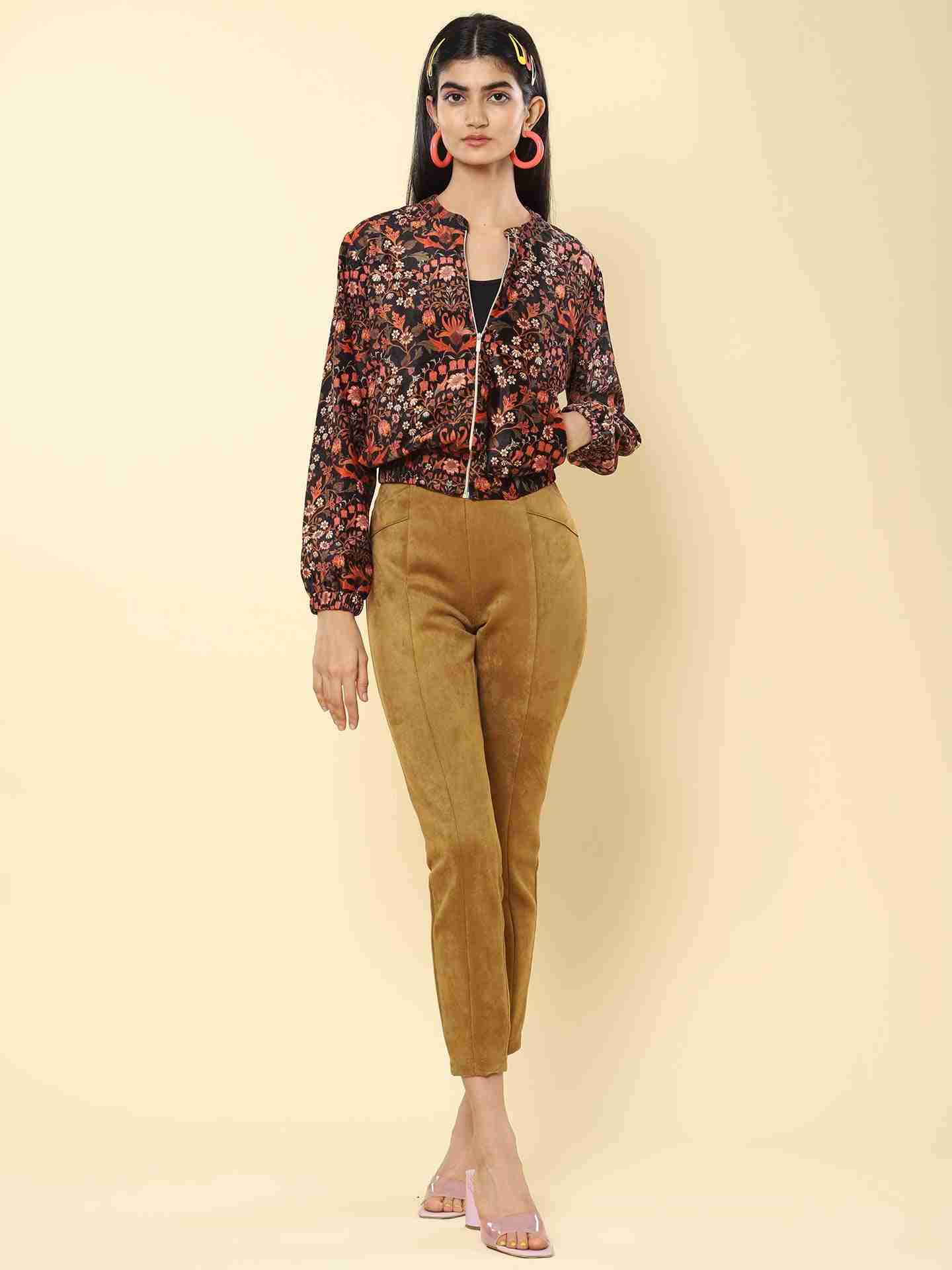 Black & Rust Mia Allover Bomber Jacket