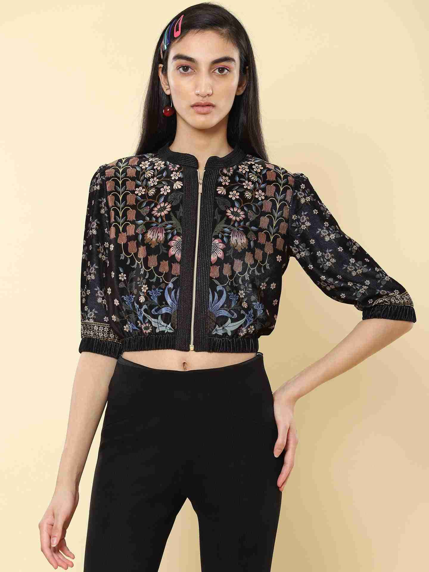 Black Mia Layout Bomber Jacket