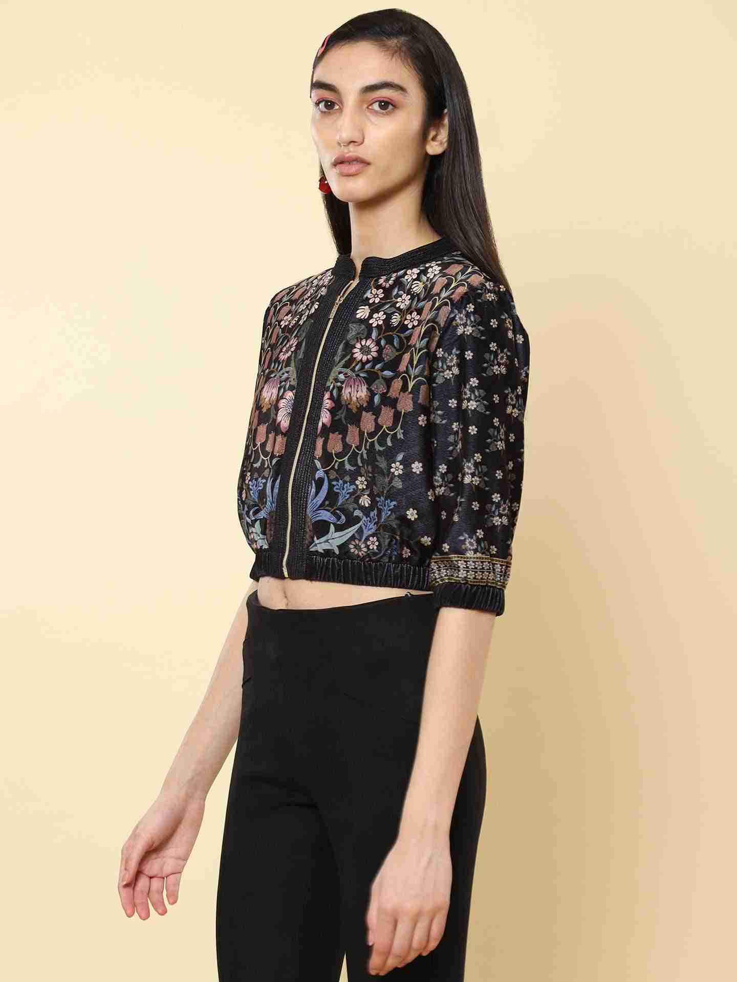 Black Mia Layout Bomber Jacket