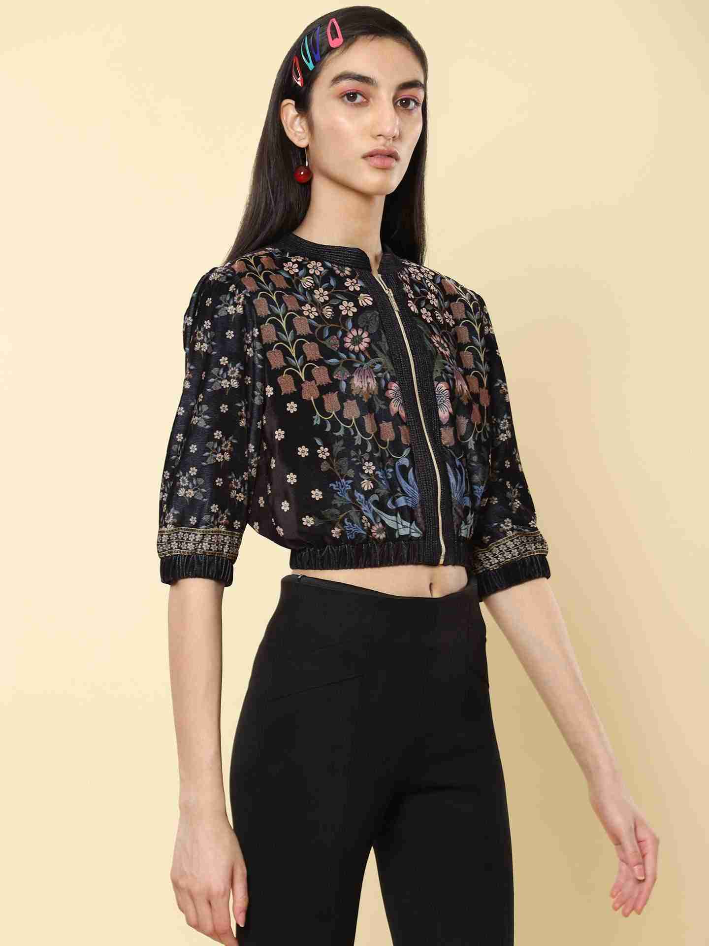 Black Mia Layout Bomber Jacket
