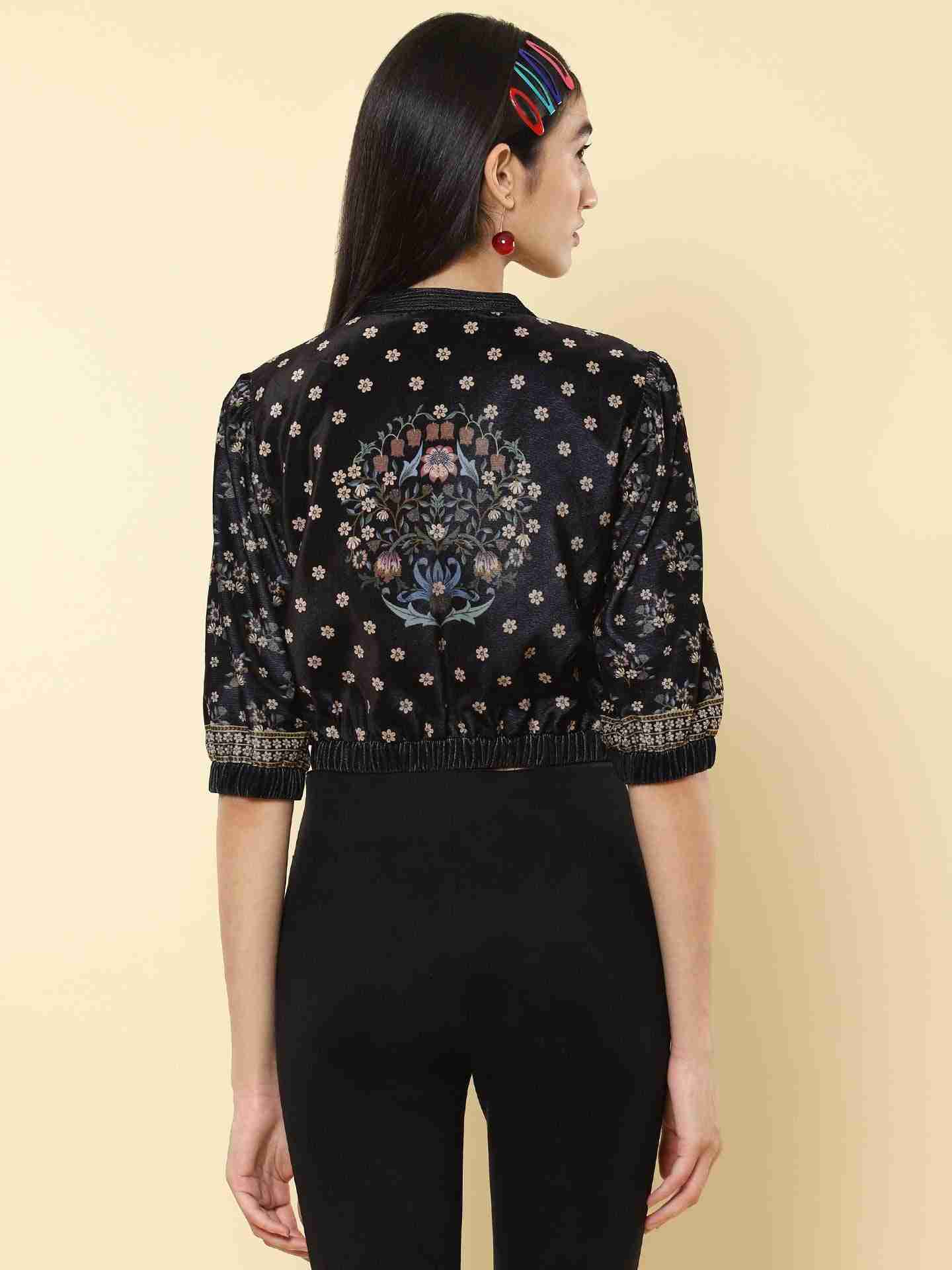 Black Mia Layout Bomber Jacket