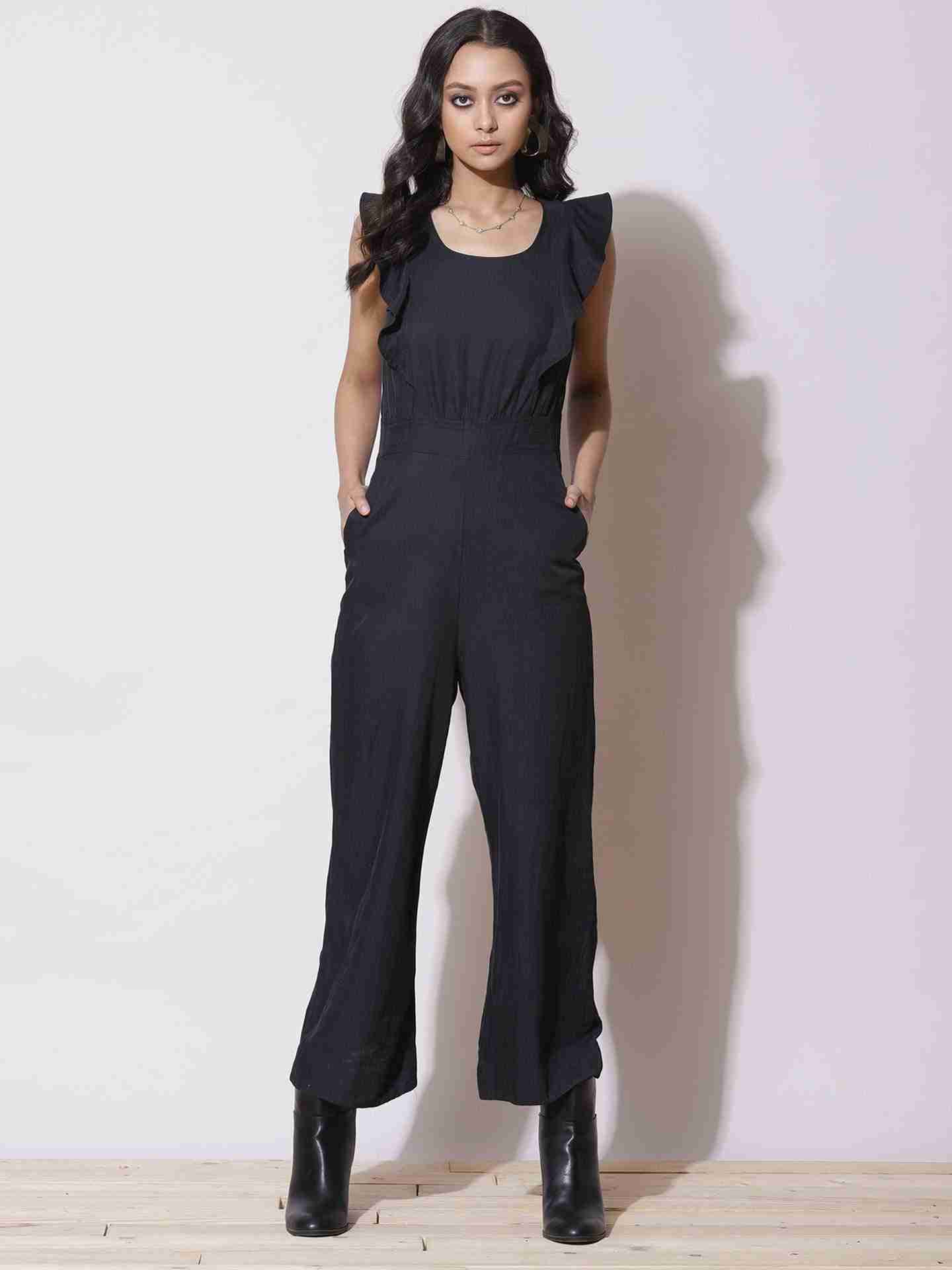 Black Fashion Flair Jumpsuit
