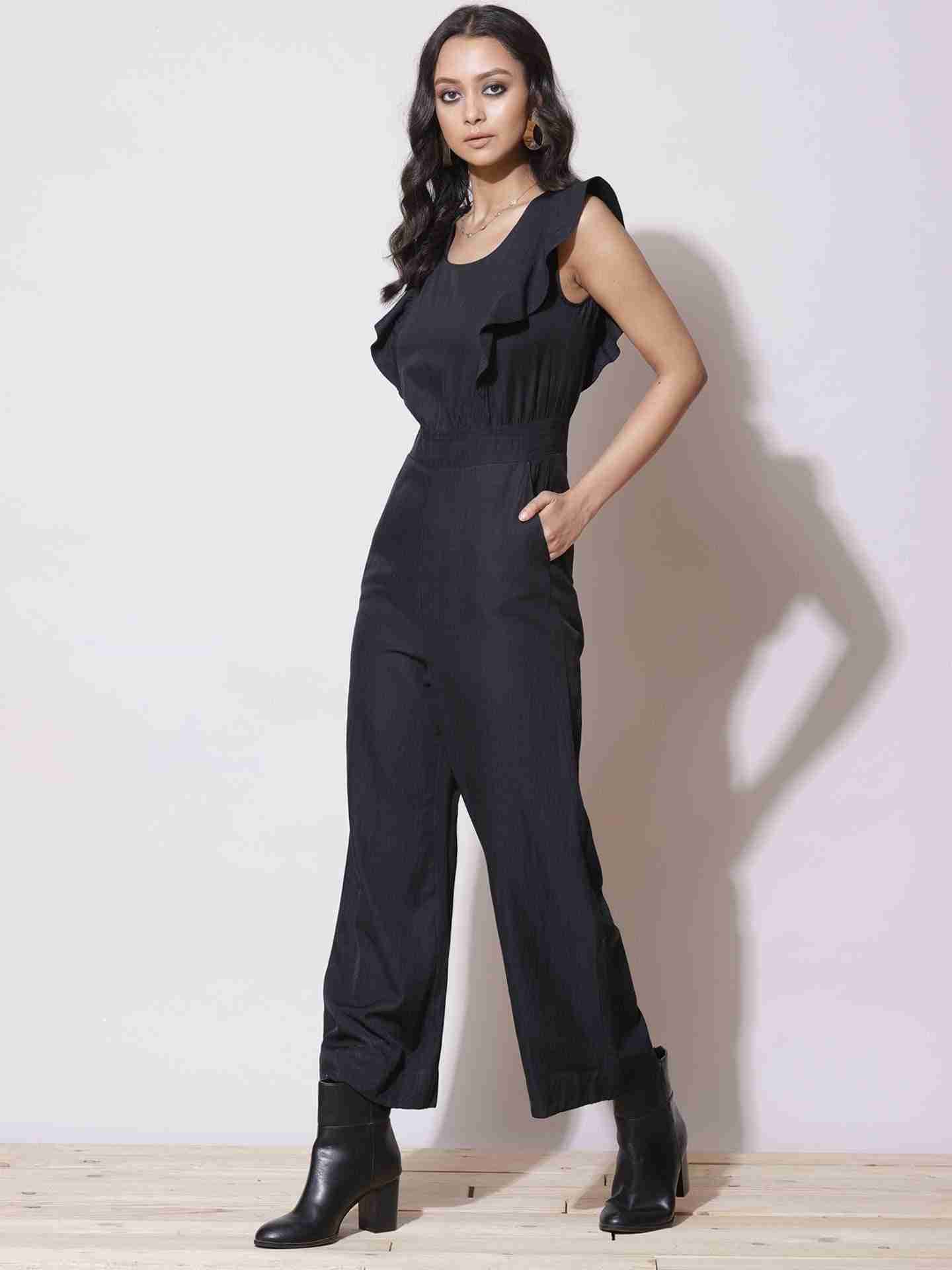 Black Fashion Flair Jumpsuit
