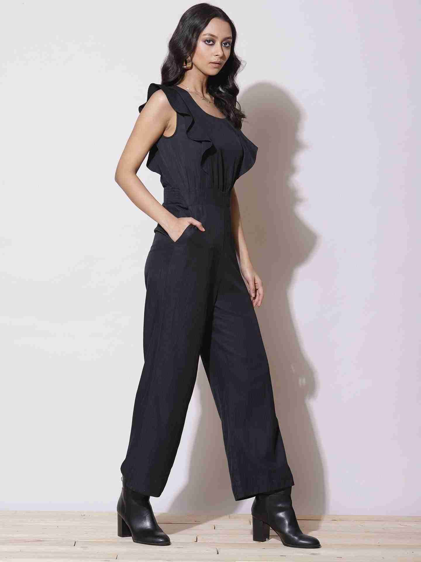 Black Fashion Flair Jumpsuit