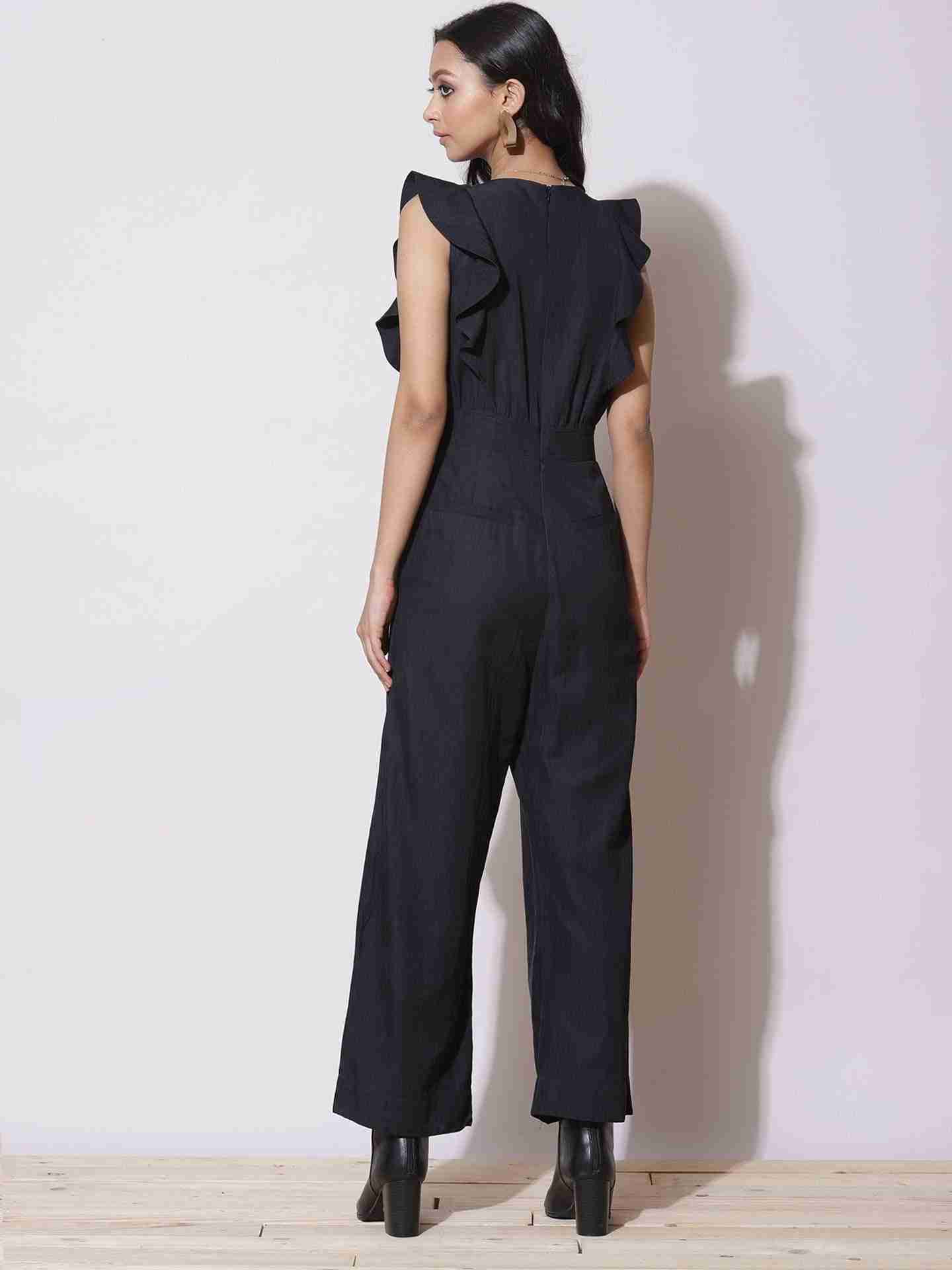 Black Fashion Flair Jumpsuit