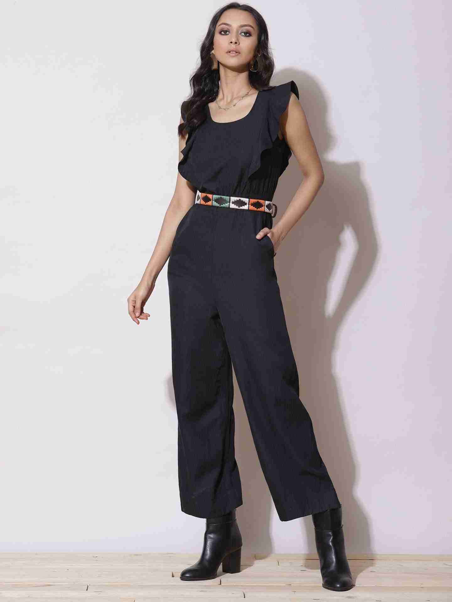 Black Fashion Flair Jumpsuit