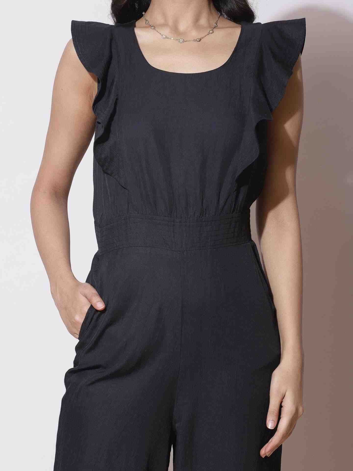 Black Fashion Flair Jumpsuit