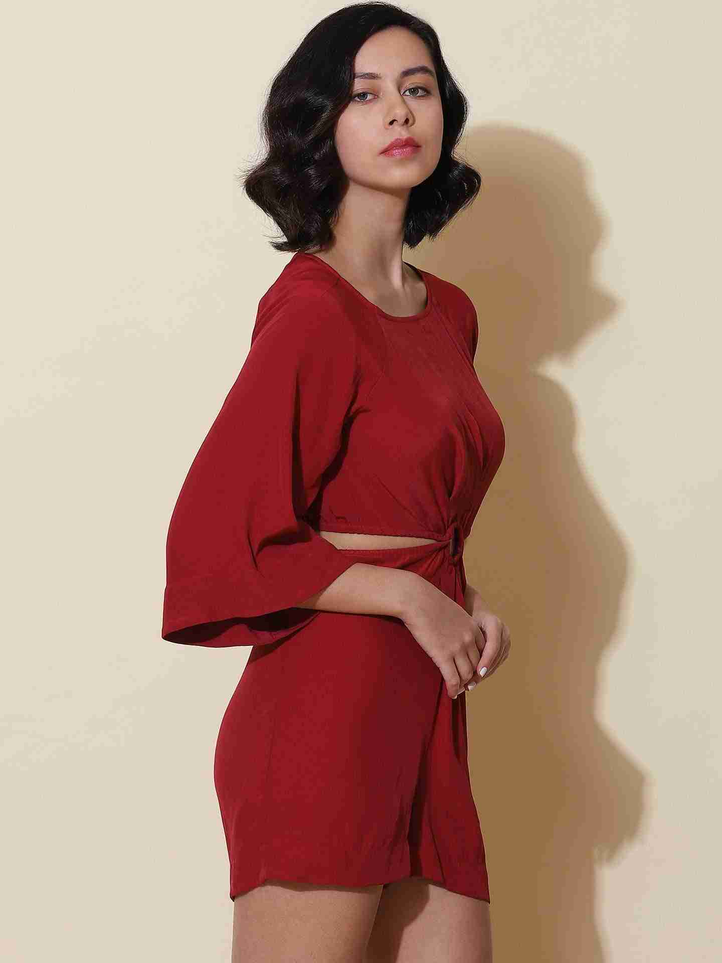 Red Fashion Flair Jumpsuit