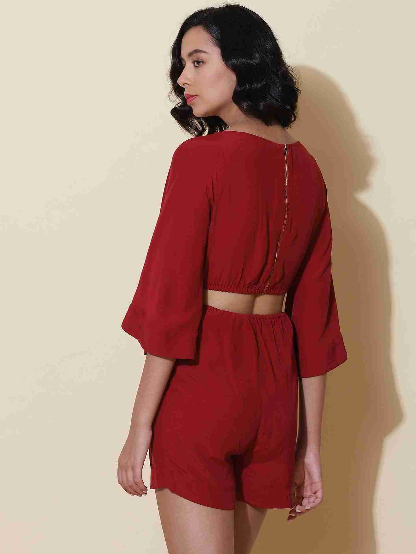 Red Fashion Flair Jumpsuit