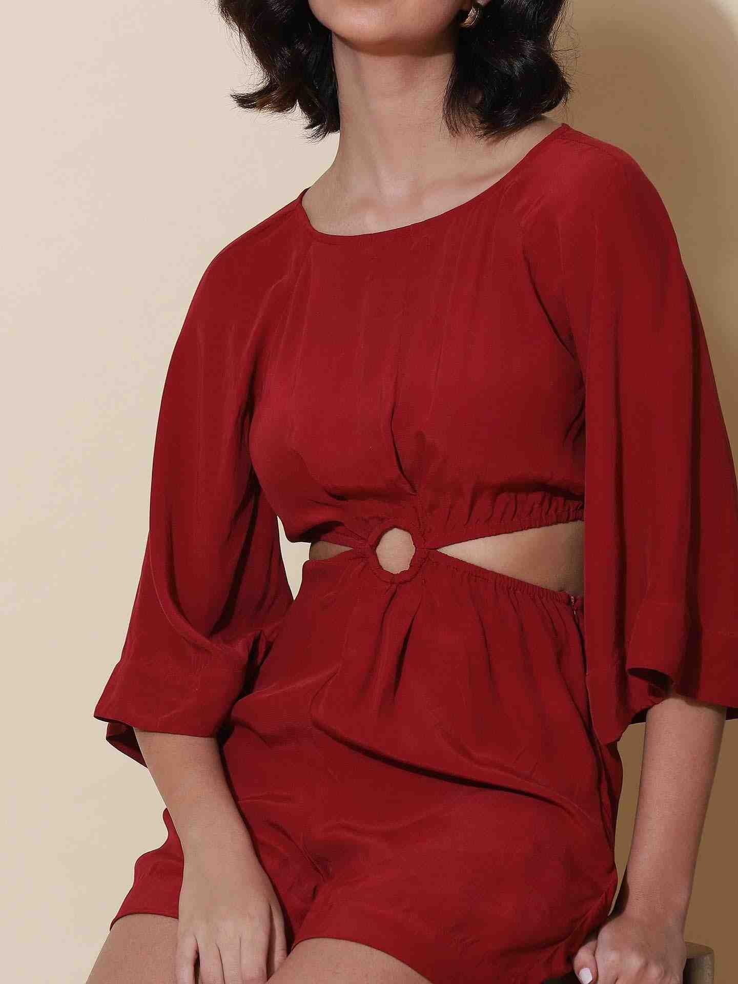 Red Fashion Flair Jumpsuit