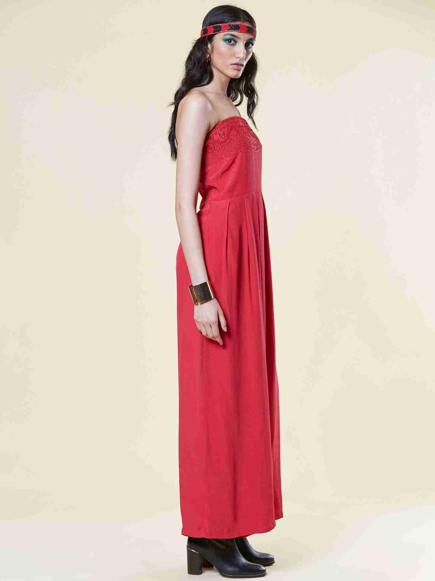 Red Bugle Cord Jumpsuit
