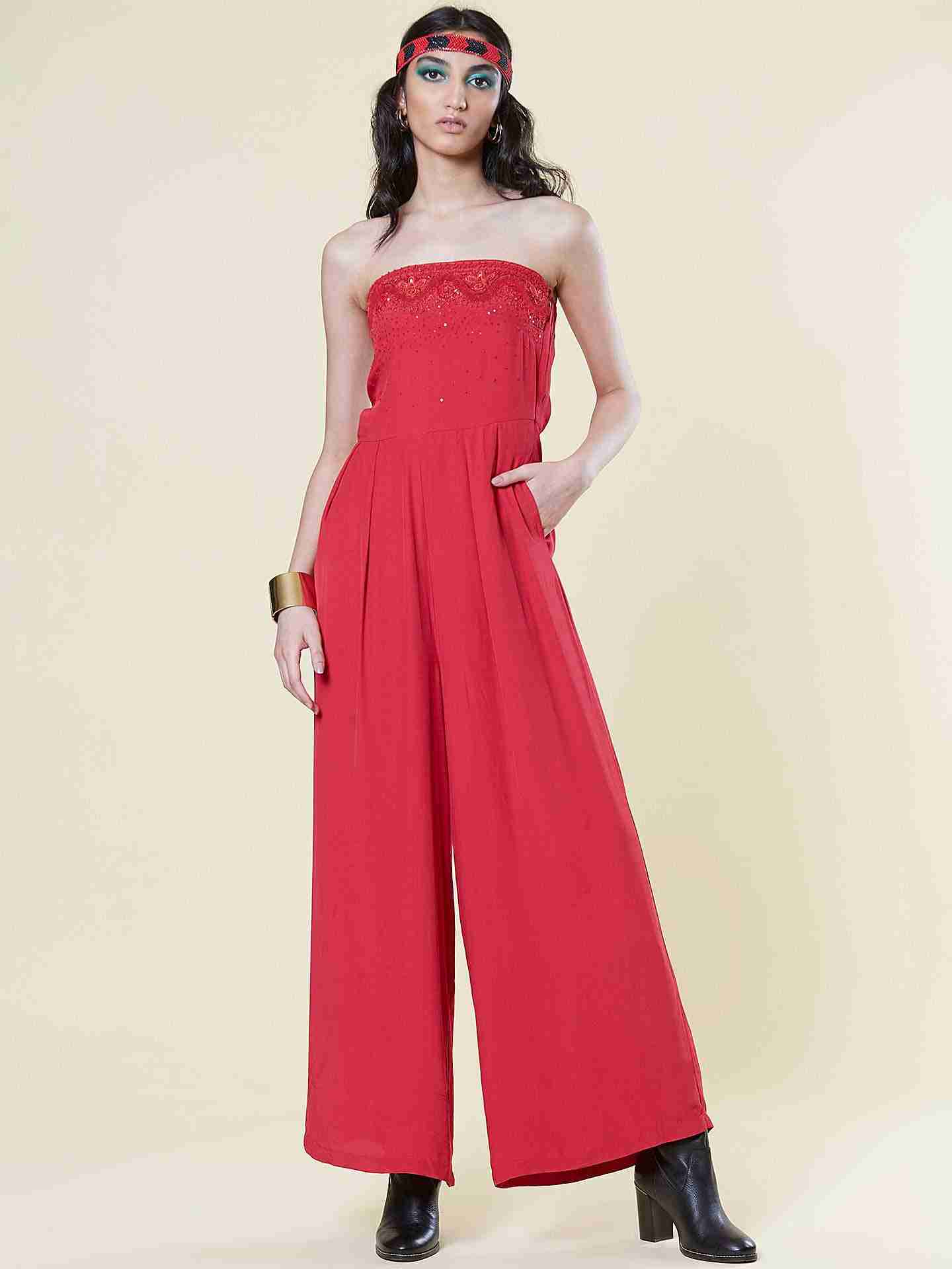 Red Bugle Cord Jumpsuit