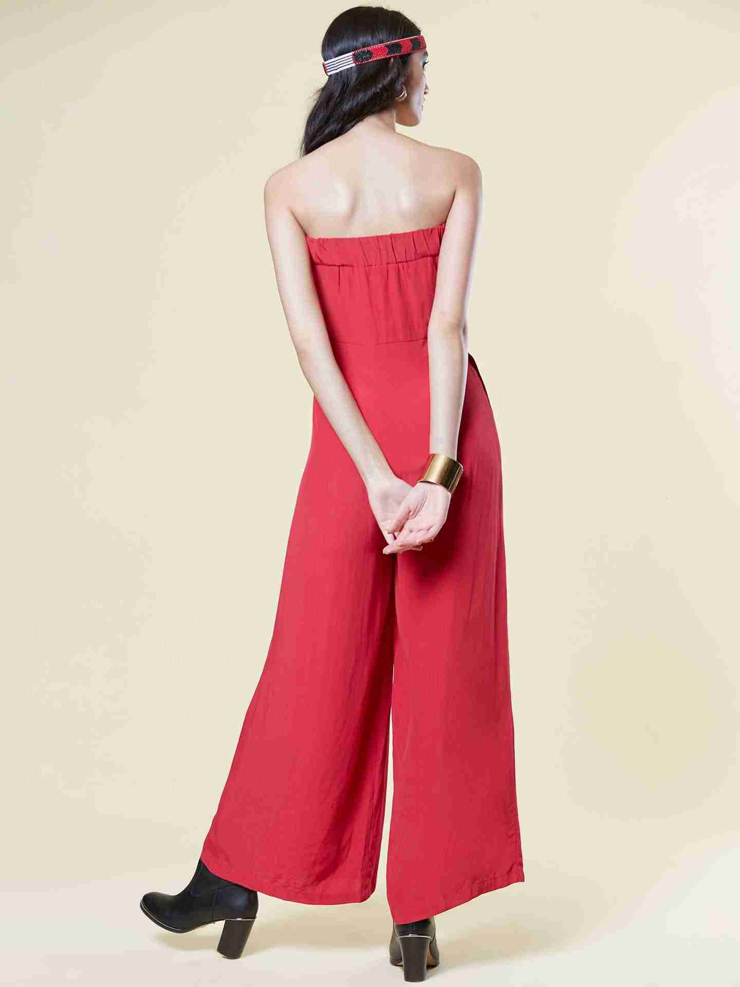 Red Bugle Cord Jumpsuit