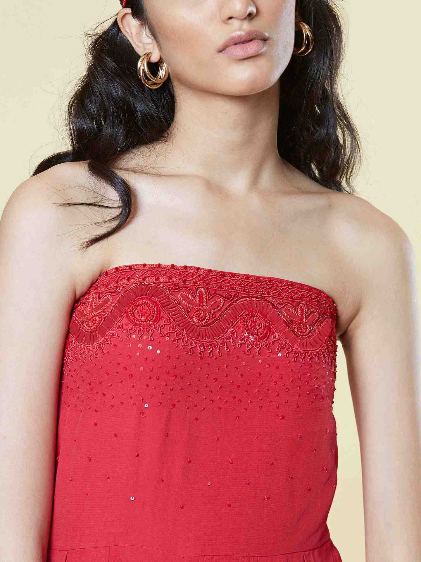 Red Bugle Cord Jumpsuit