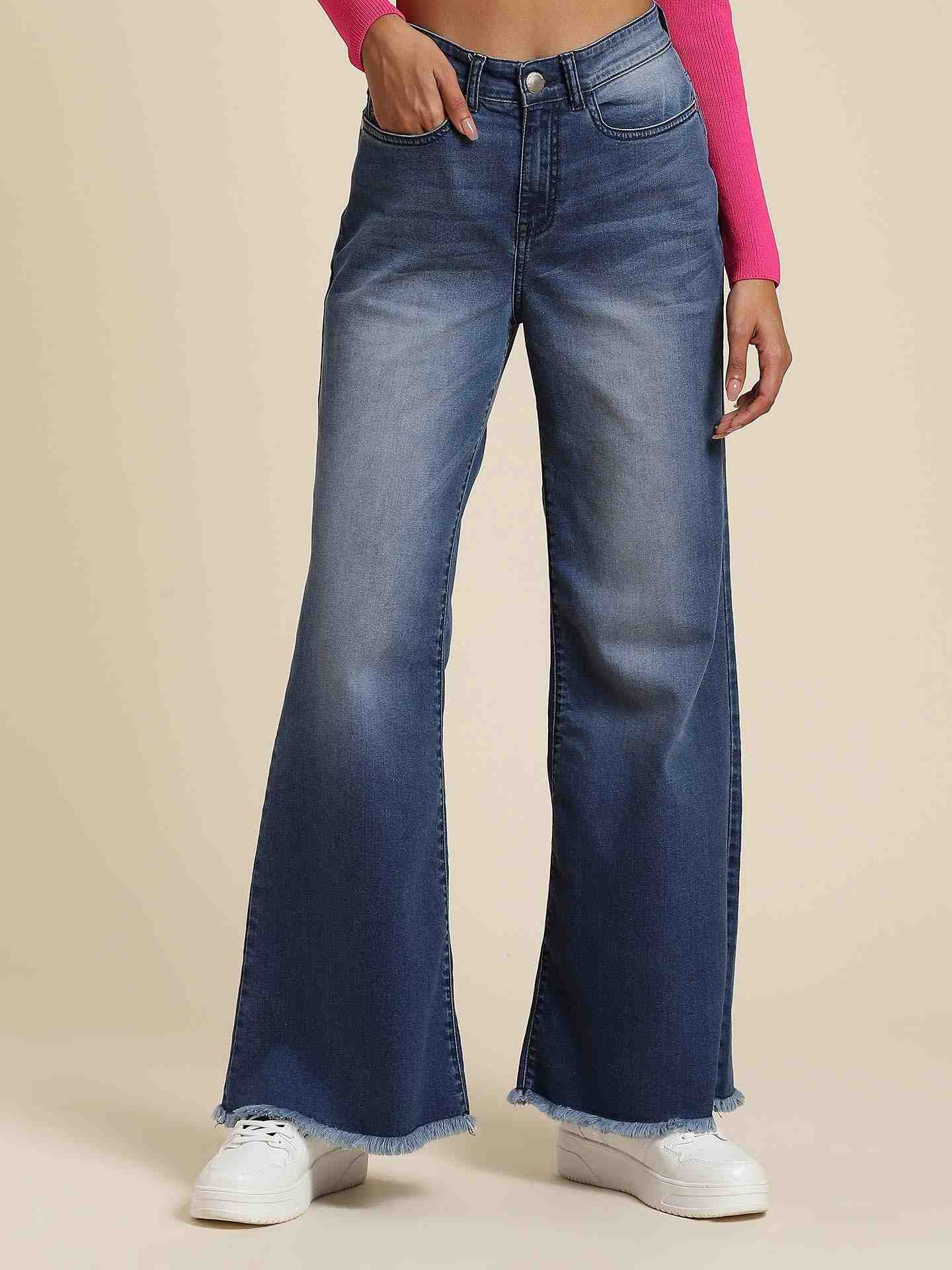 Indigo Blue Denim Drift Wide-Leg Jeans