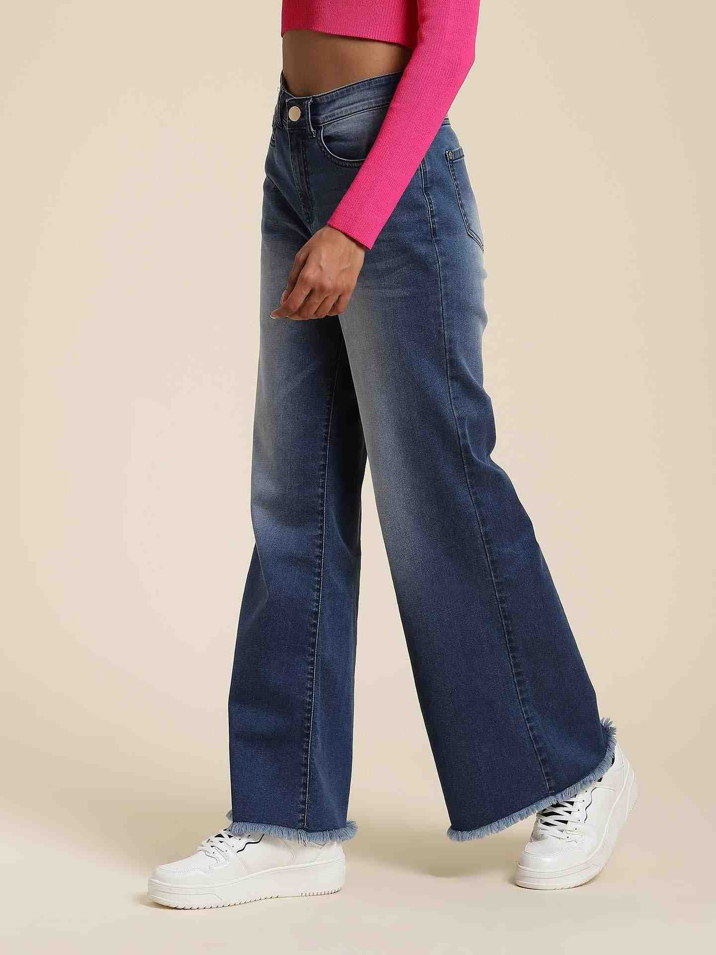 Indigo Blue Denim Drift Wide-Leg Jeans