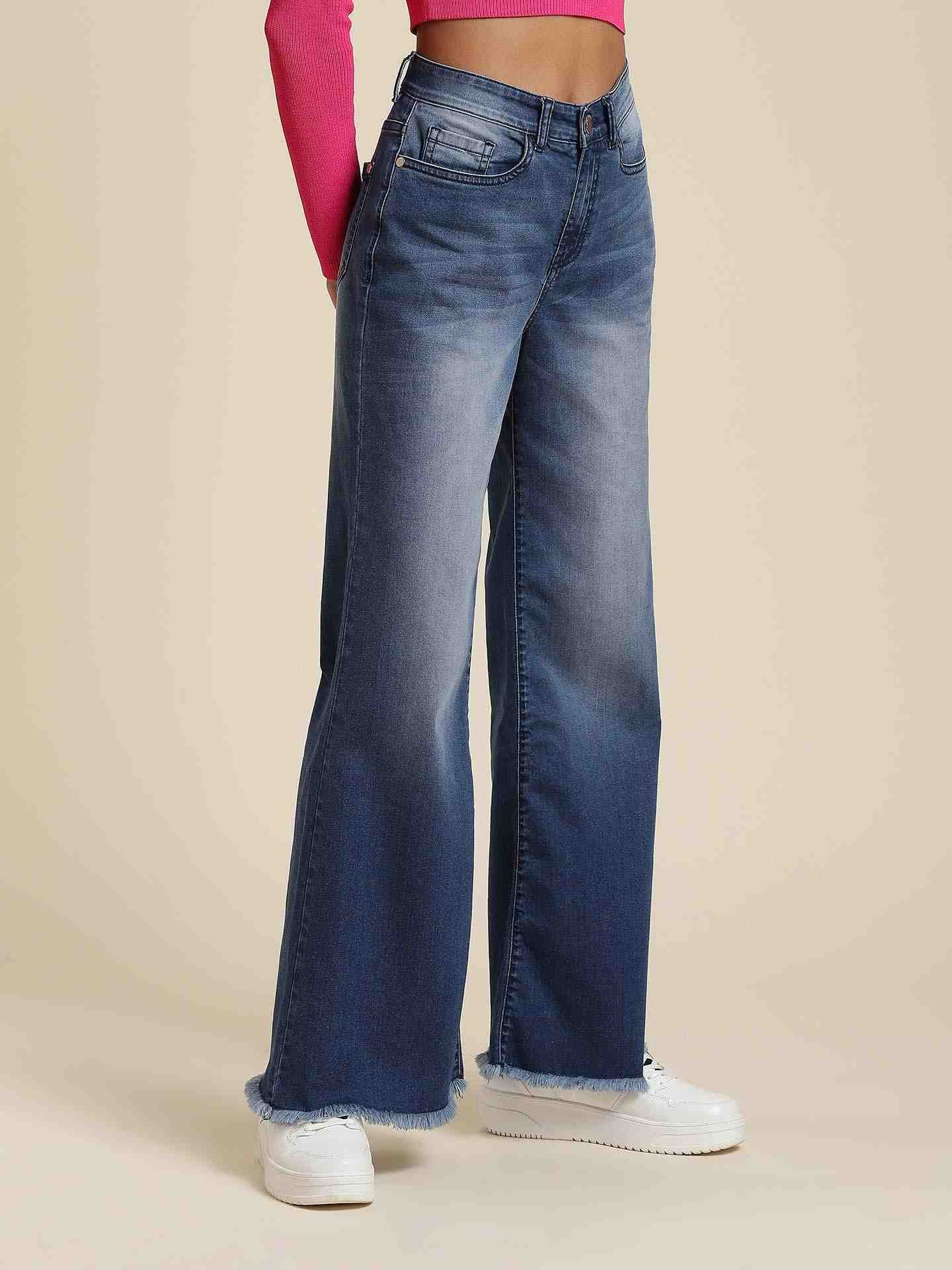 Indigo Blue Denim Drift Wide-Leg Jeans