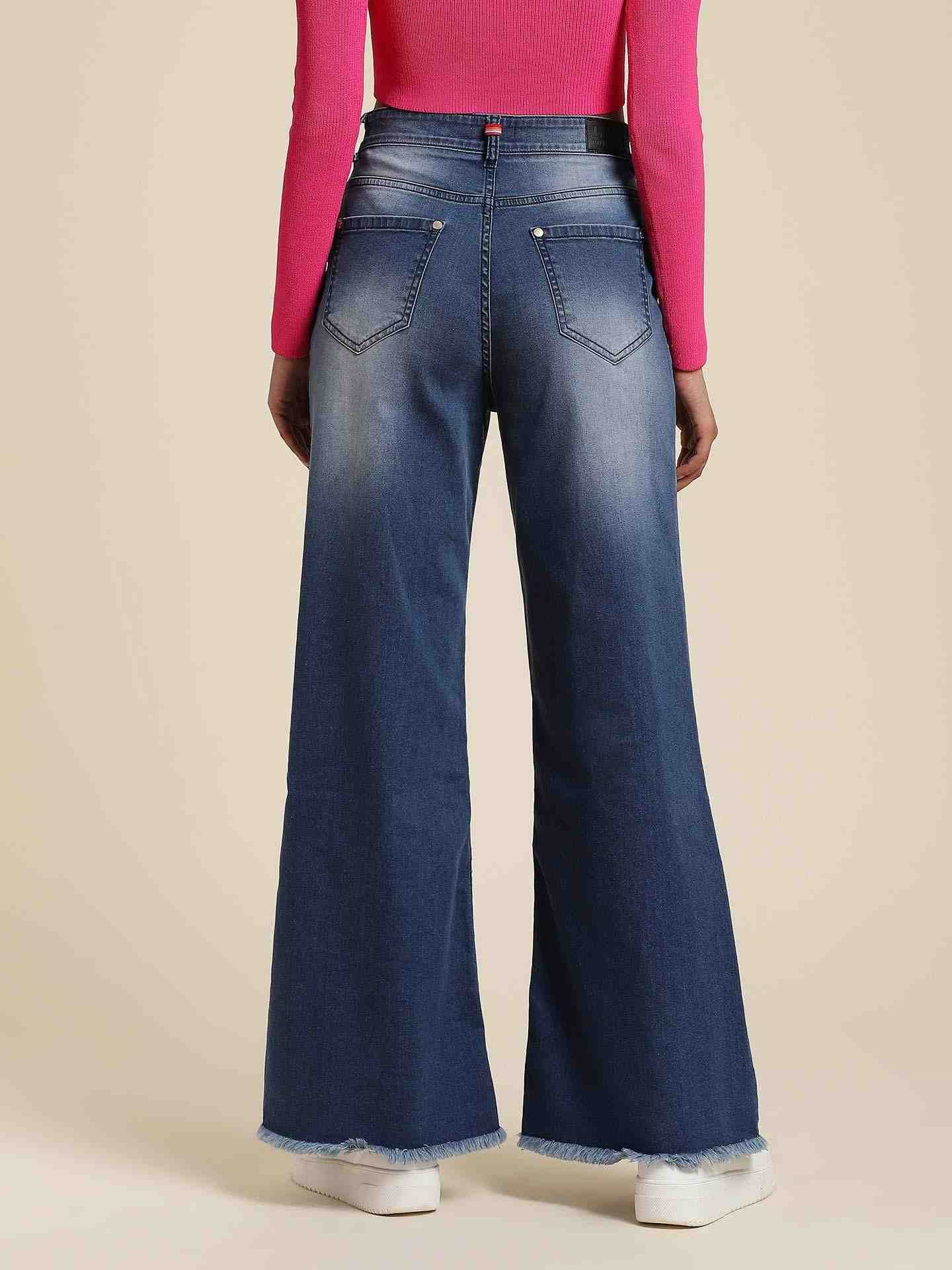 Indigo Blue Denim Drift Wide-Leg Jeans