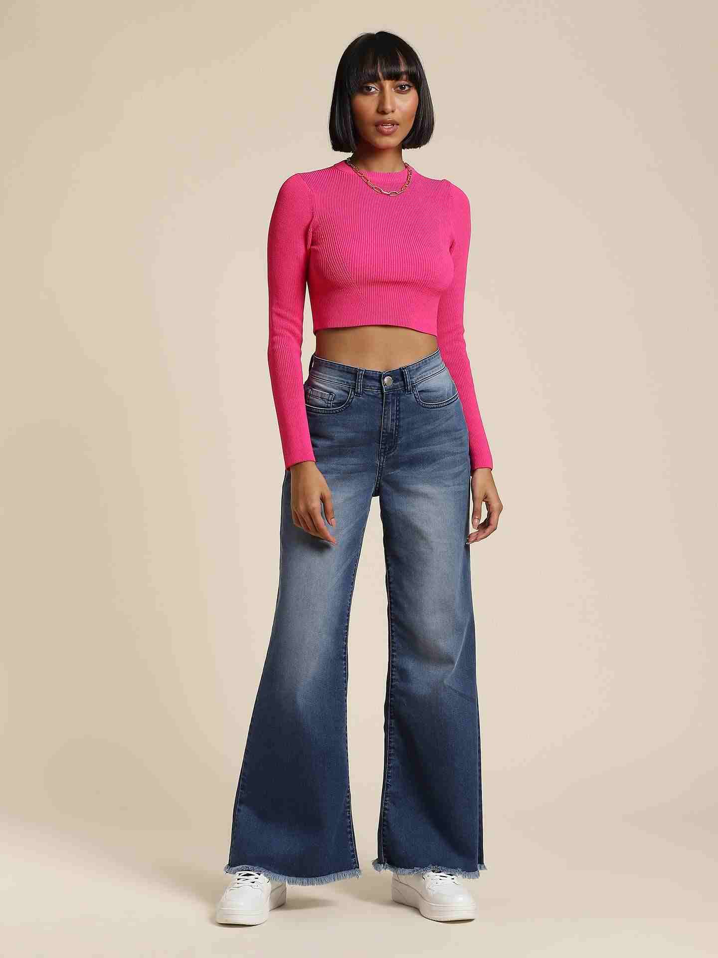 Indigo Blue Denim Drift Wide-Leg Jeans