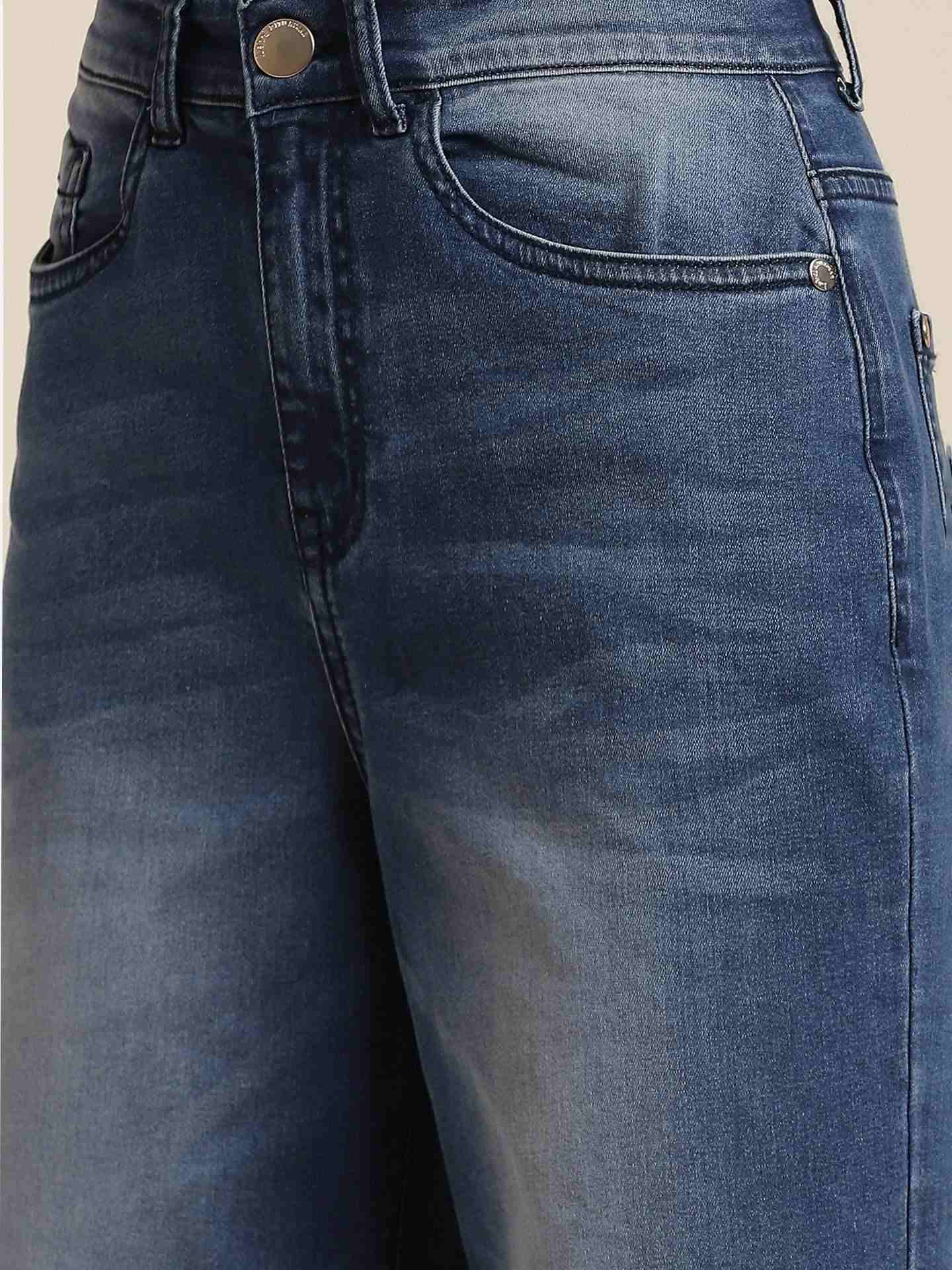 Indigo Blue Denim Drift Wide-Leg Jeans