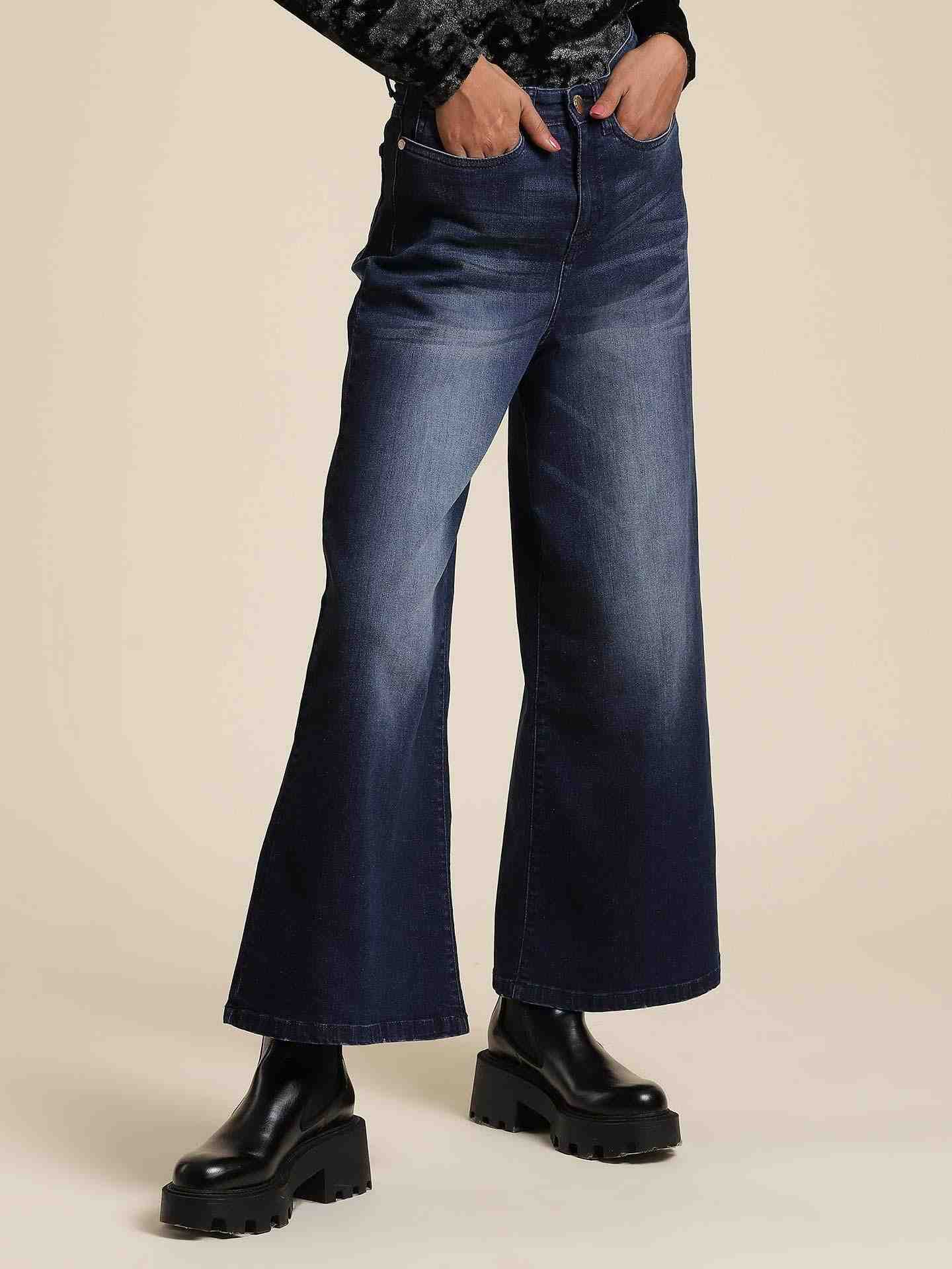 Indigo Denim Drift Wide-Leg Jeans