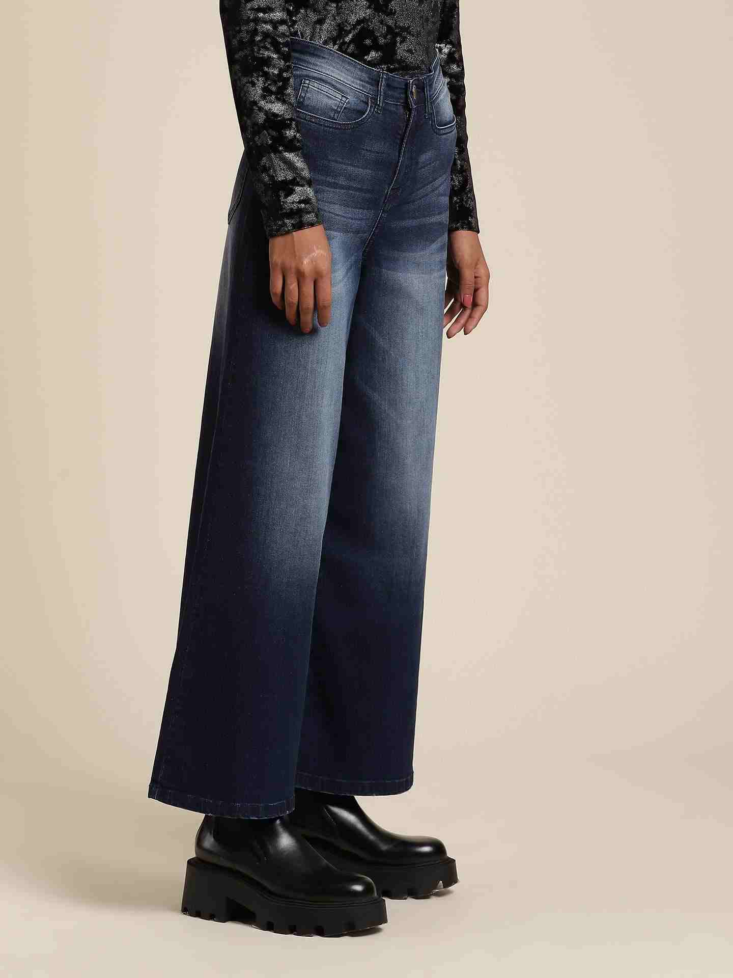 Indigo Denim Drift Wide-Leg Jeans