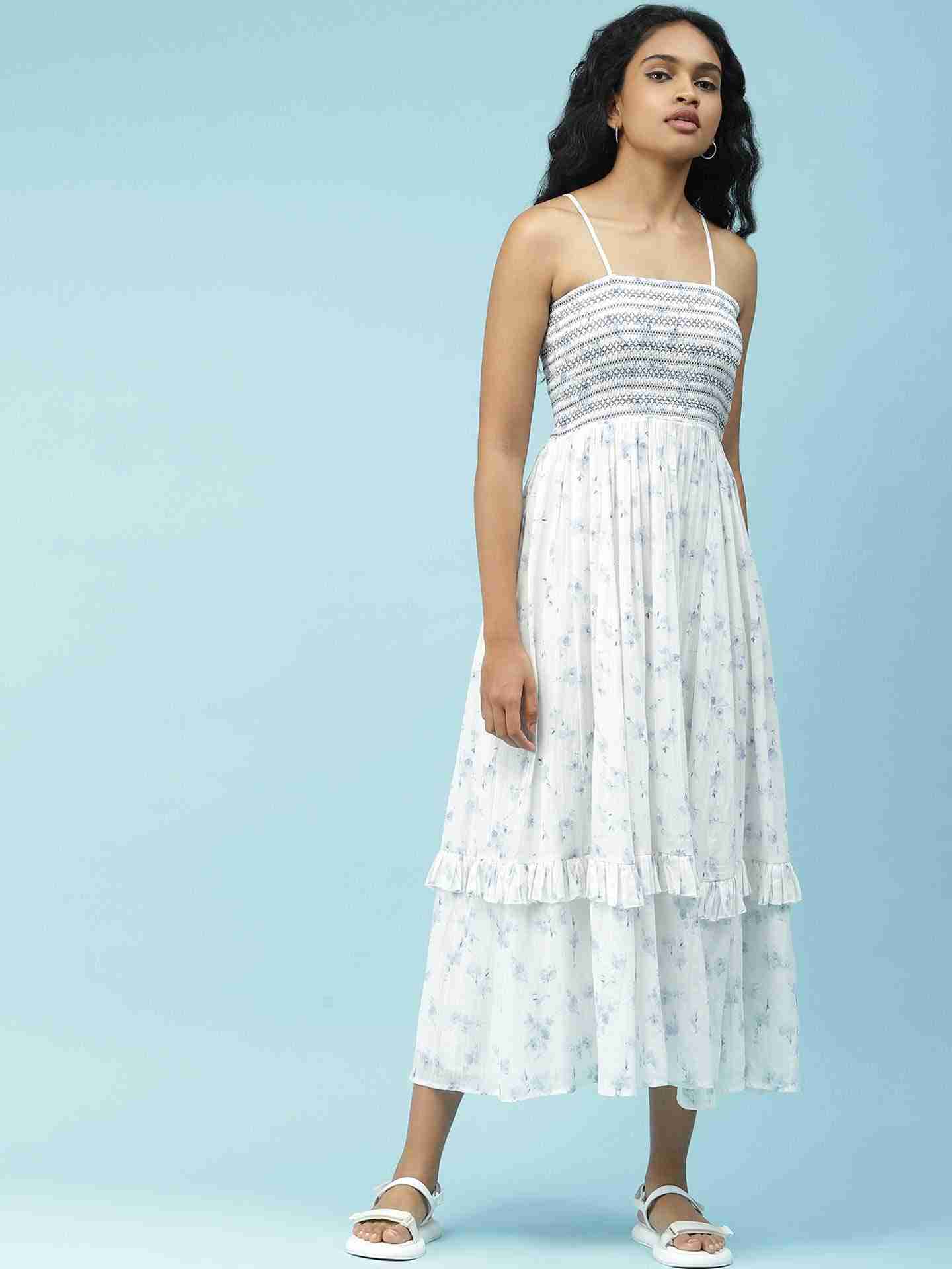 Blue And White  Waterflower Dress