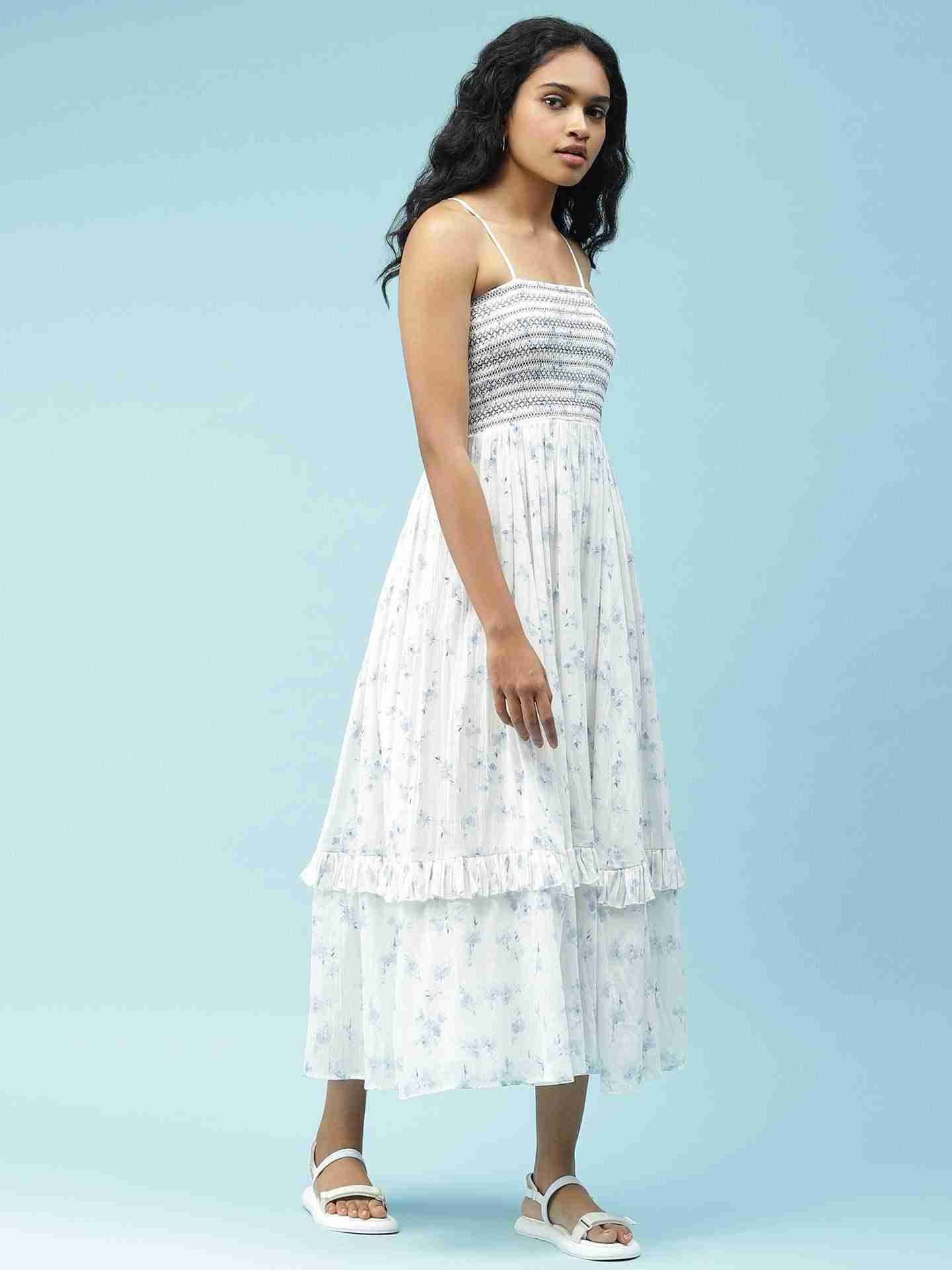 Blue And White  Waterflower Dress