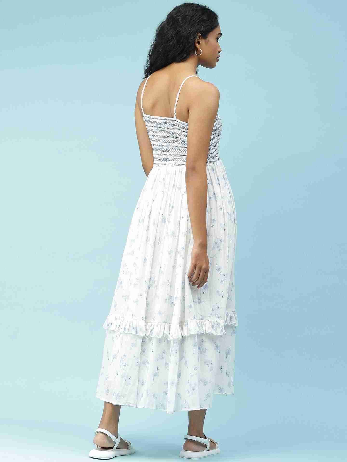 Blue And White  Waterflower Dress