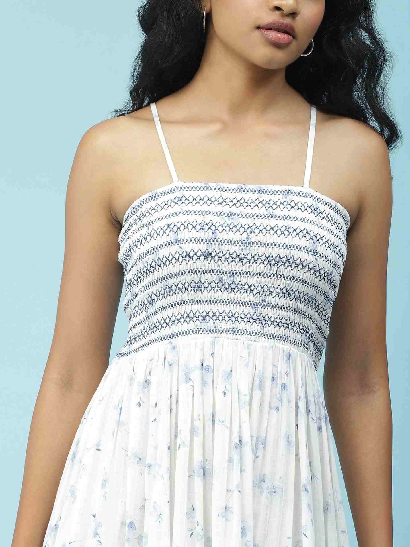 Blue And White  Waterflower Dress