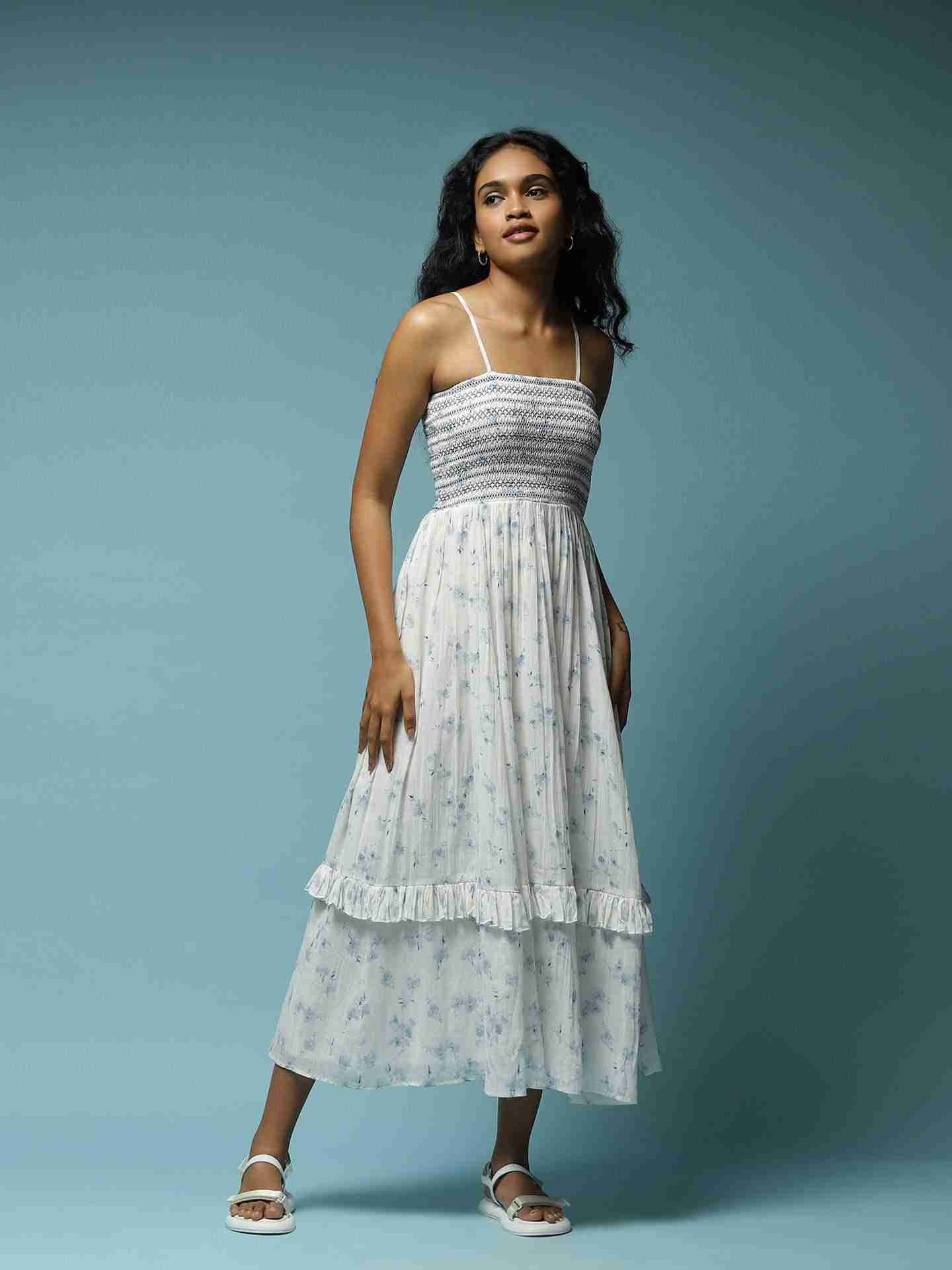 Blue And White  Waterflower Dress