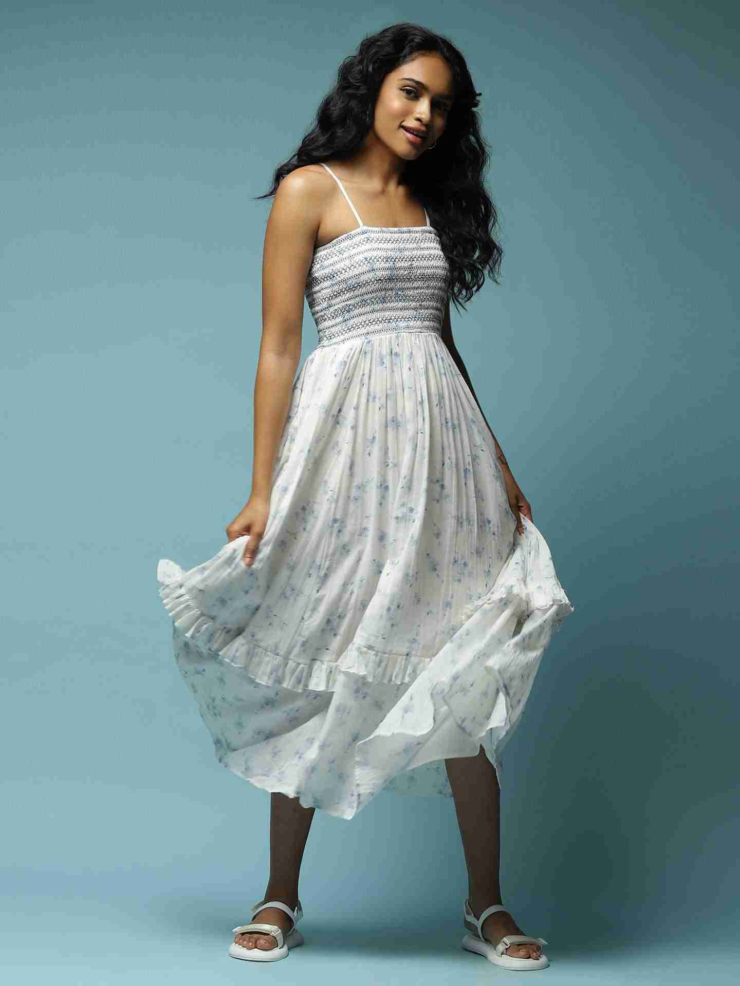 Blue And White  Waterflower Dress