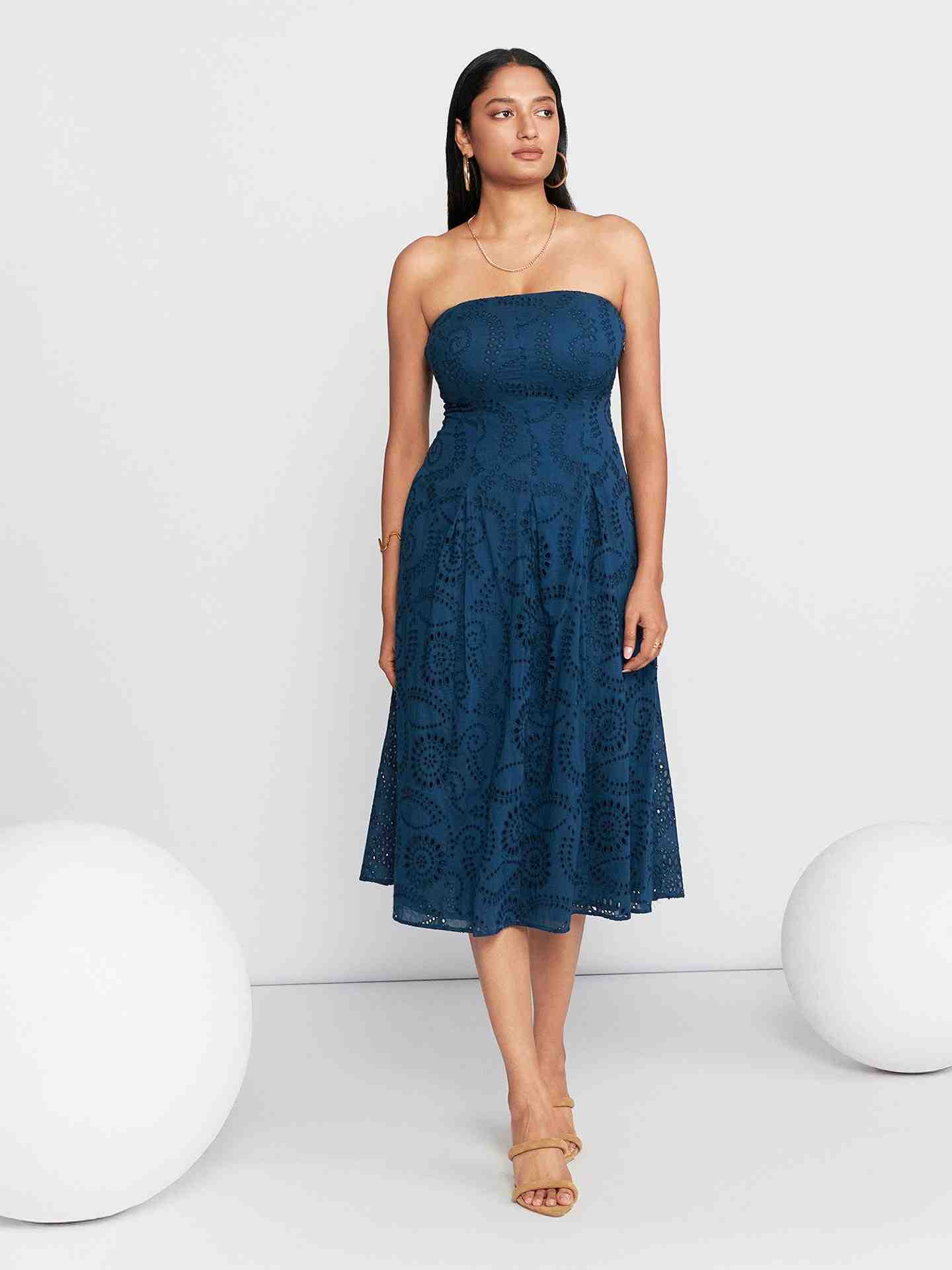 Navy Fashion Flair Long Dress