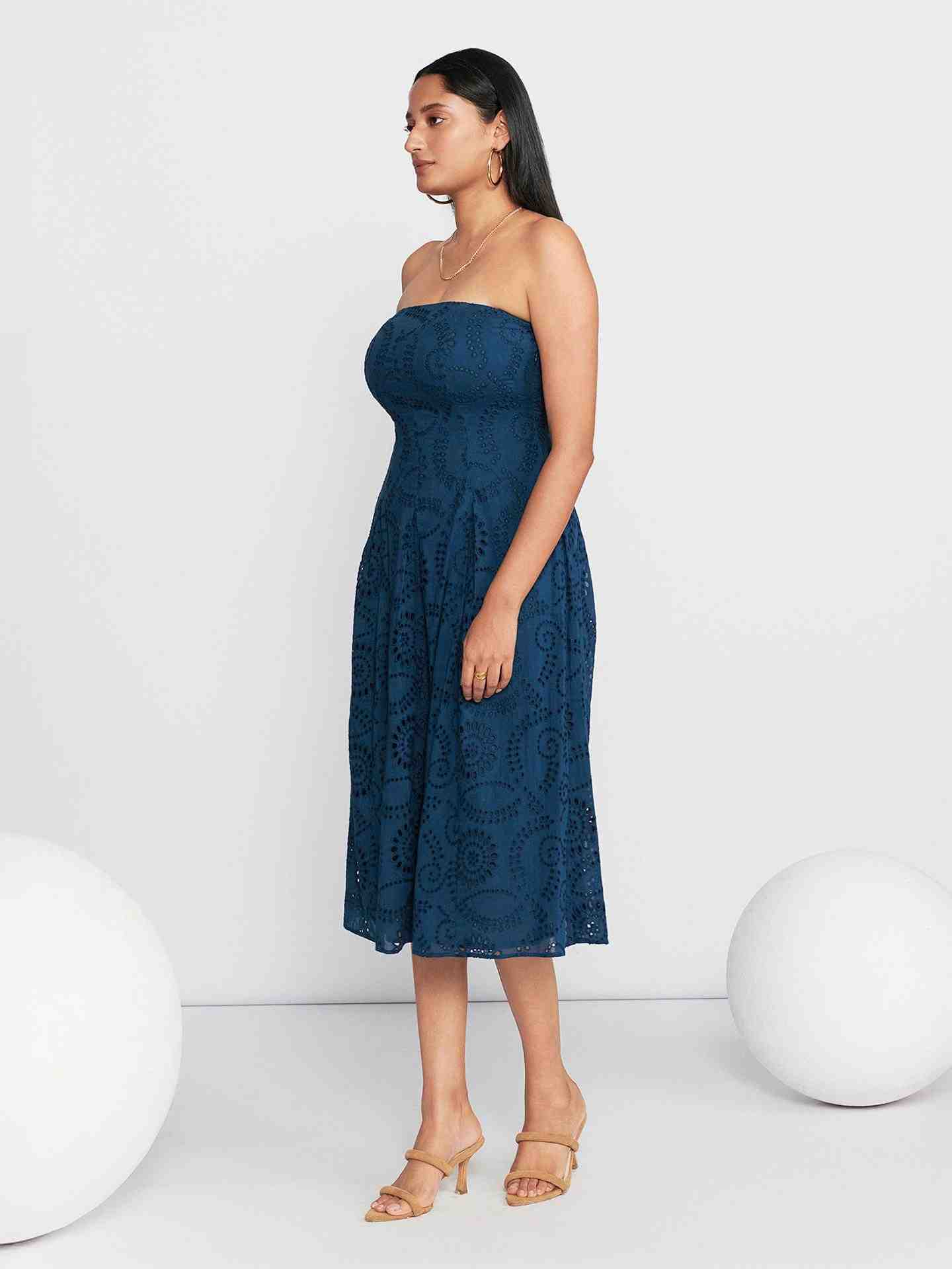 Navy Fashion Flair Long Dress
