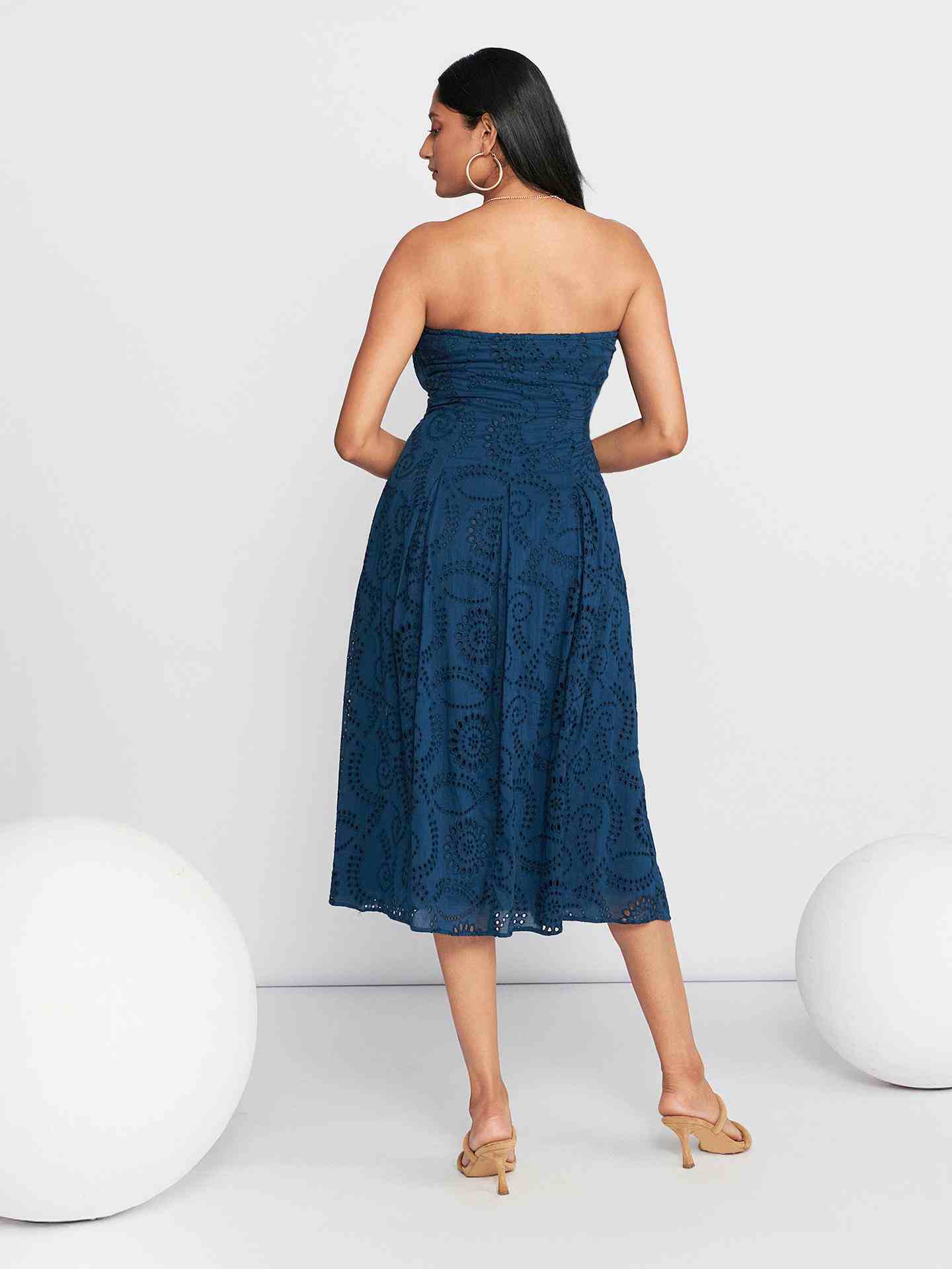 Navy Fashion Flair Long Dress