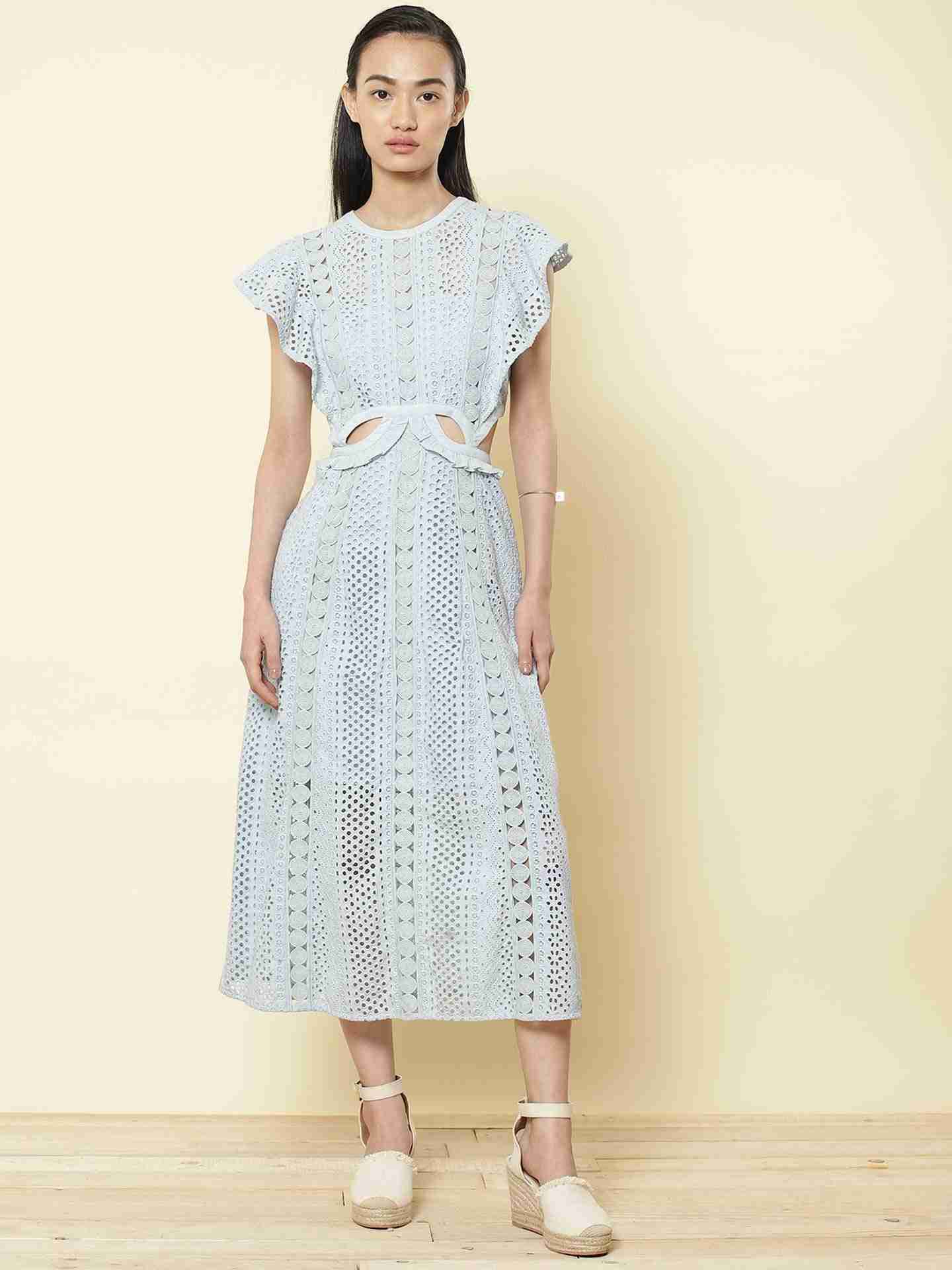 Powder Blue Solid Breeze Cut-Out Dress