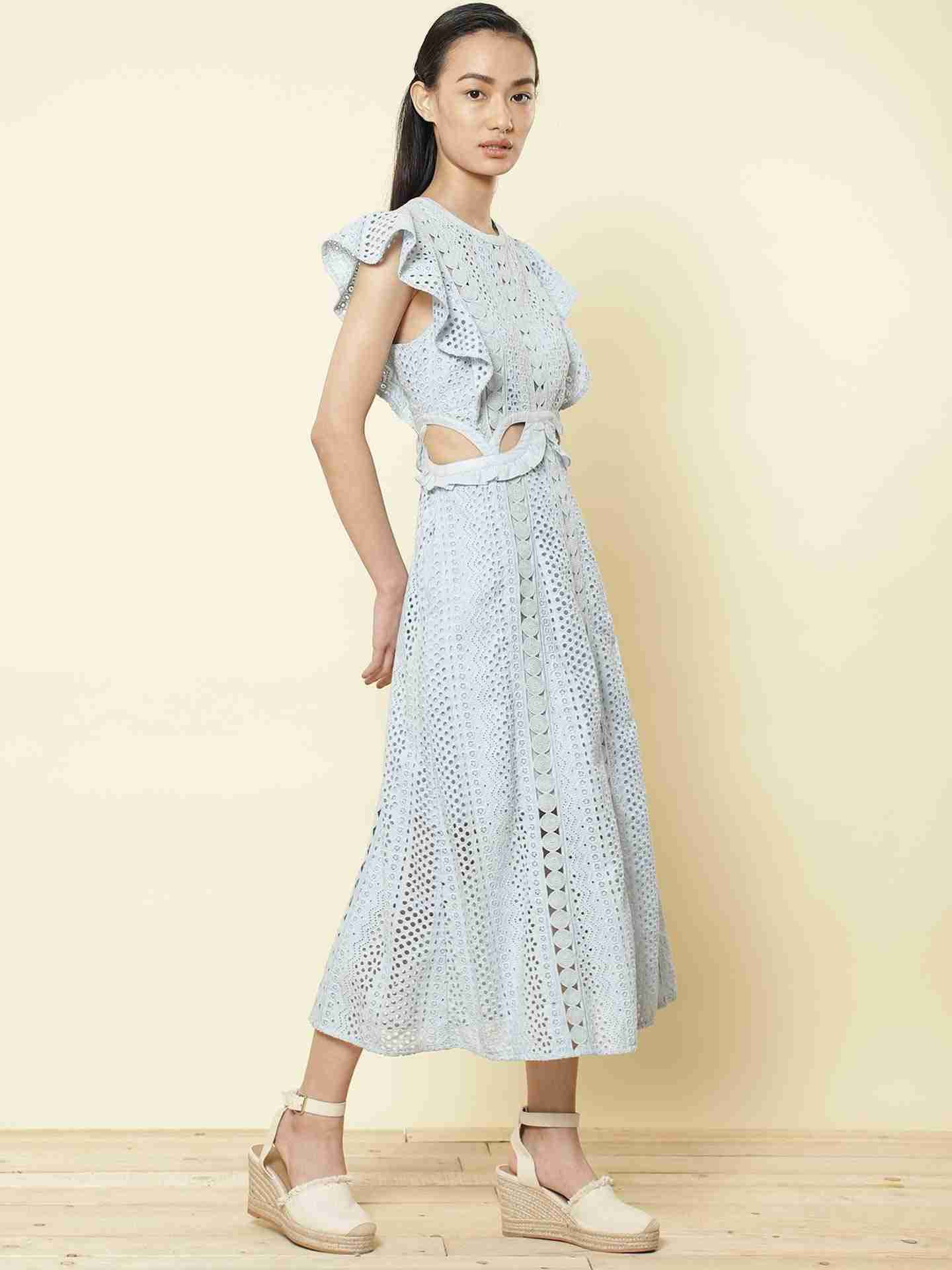 Powder Blue Solid Breeze Cut-Out Dress