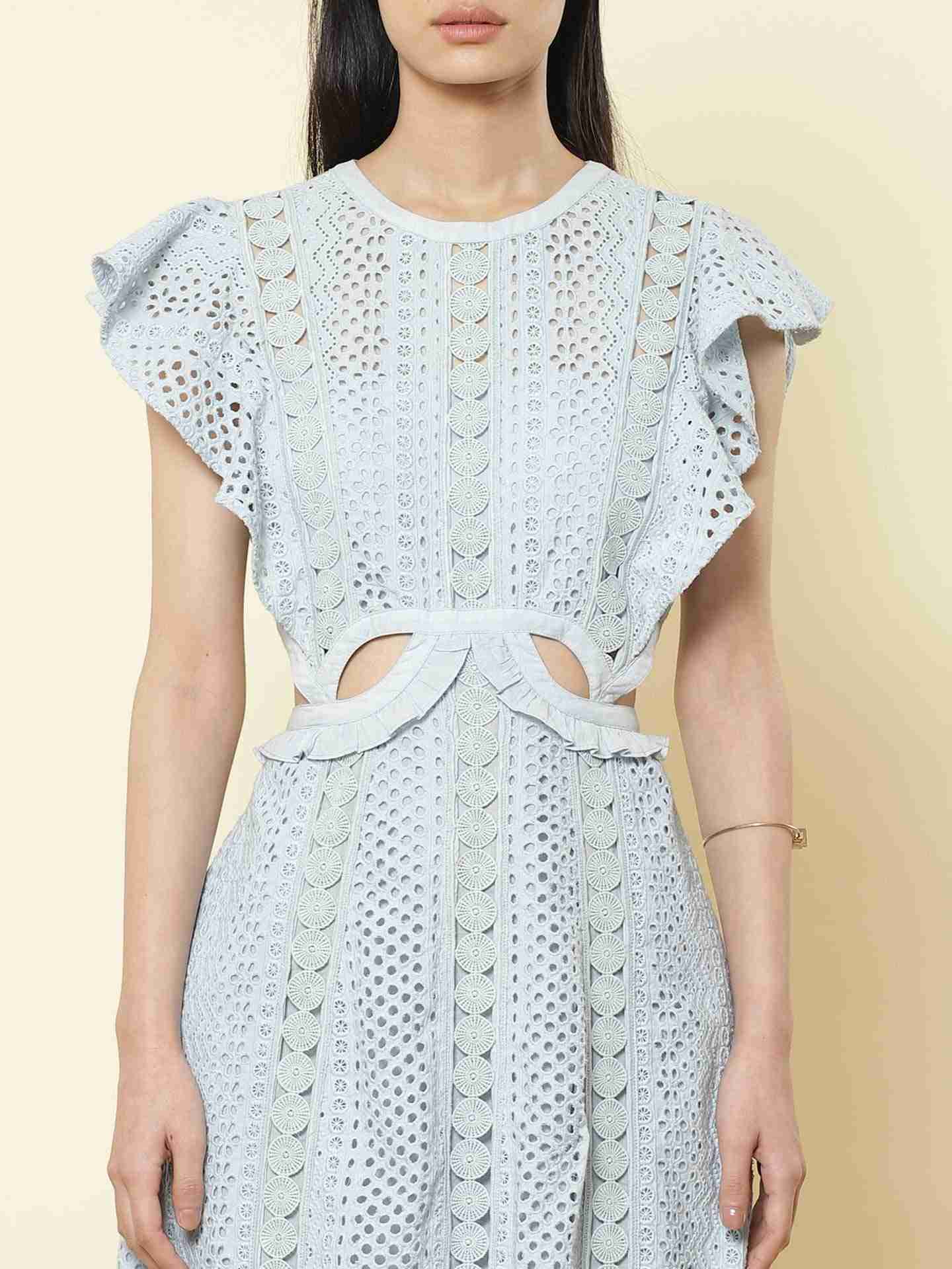 Powder Blue Solid Breeze Cut-Out Dress