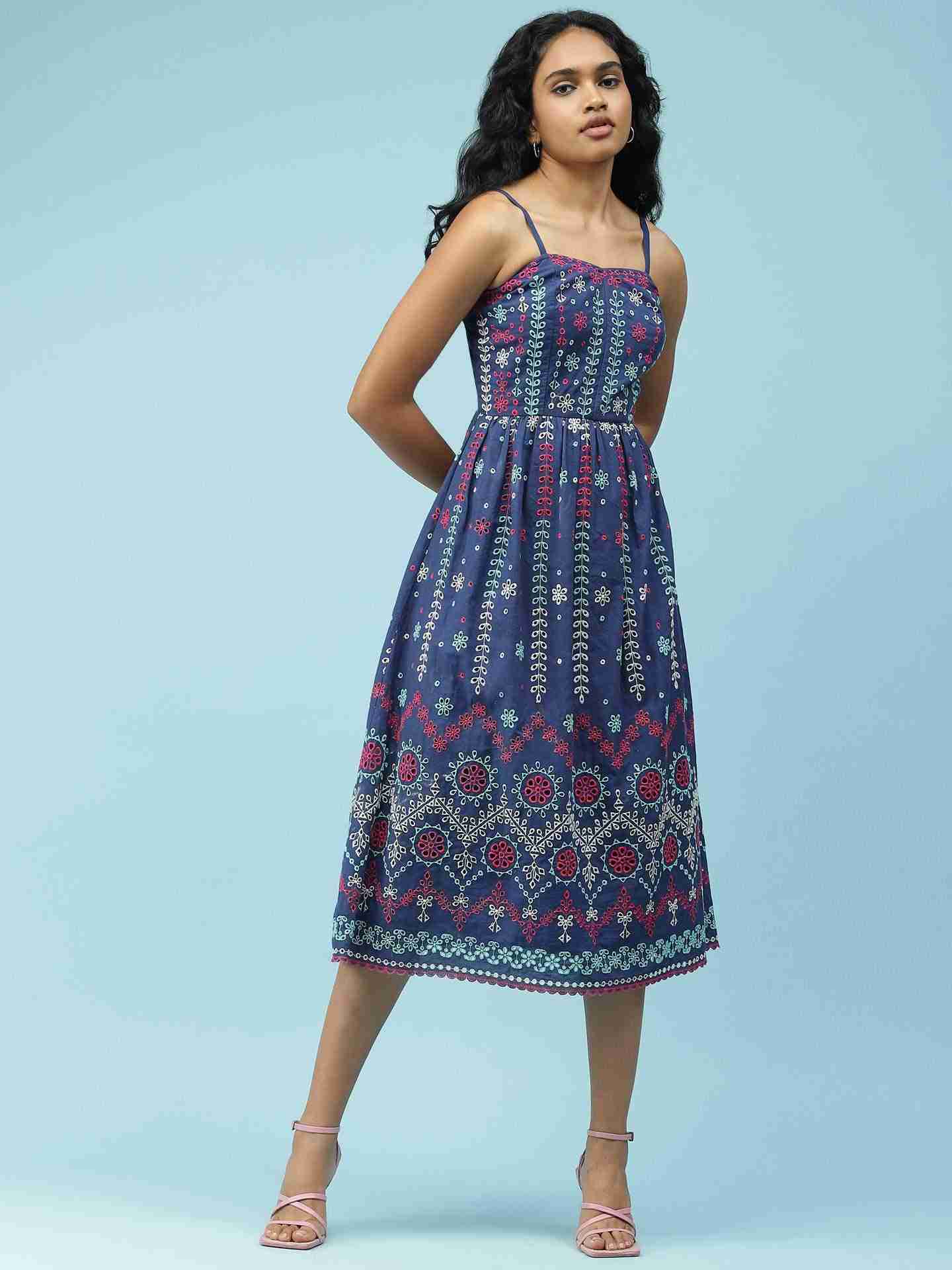 Navy Colette Midi Dress
