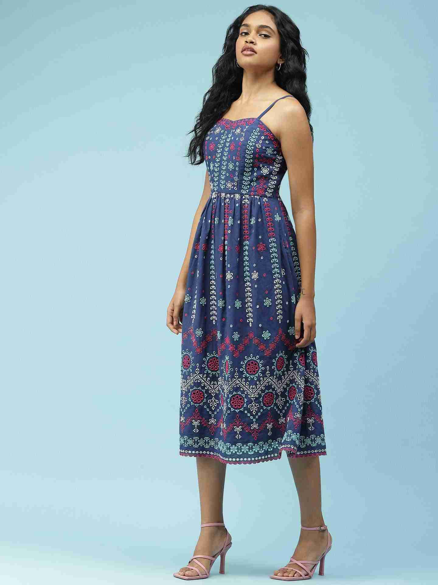 Navy Colette Midi Dress